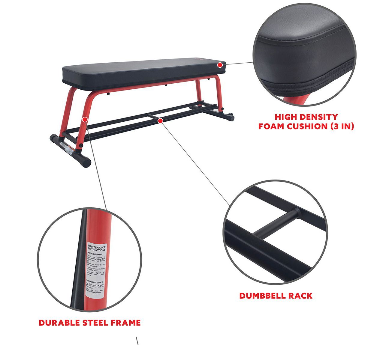 Sunny Health & Fitness Power Zone Flat Bench SF-BH6996
