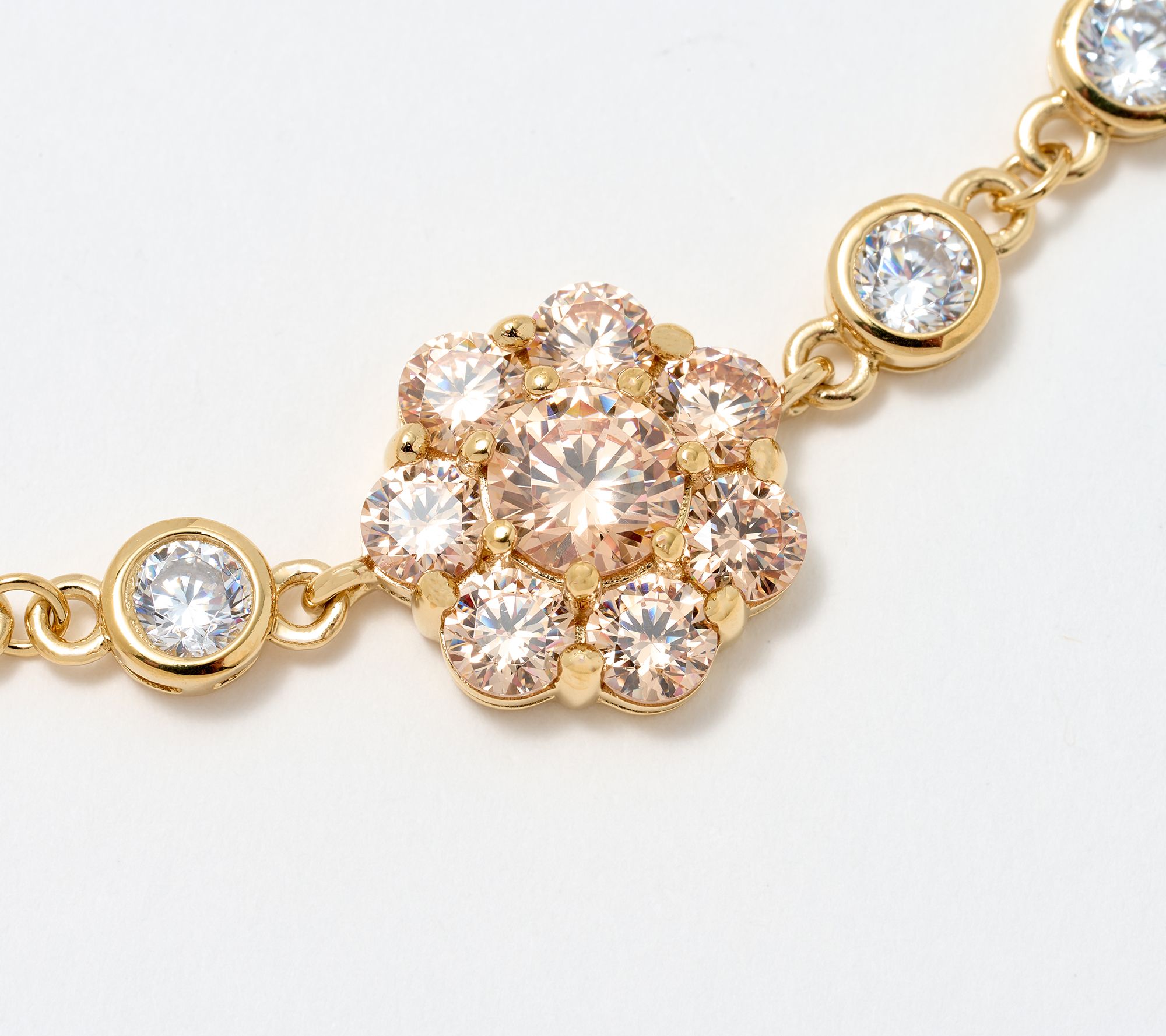 Diamonique x Lulu Frost Champagne Flower Necklace Sterling Silver