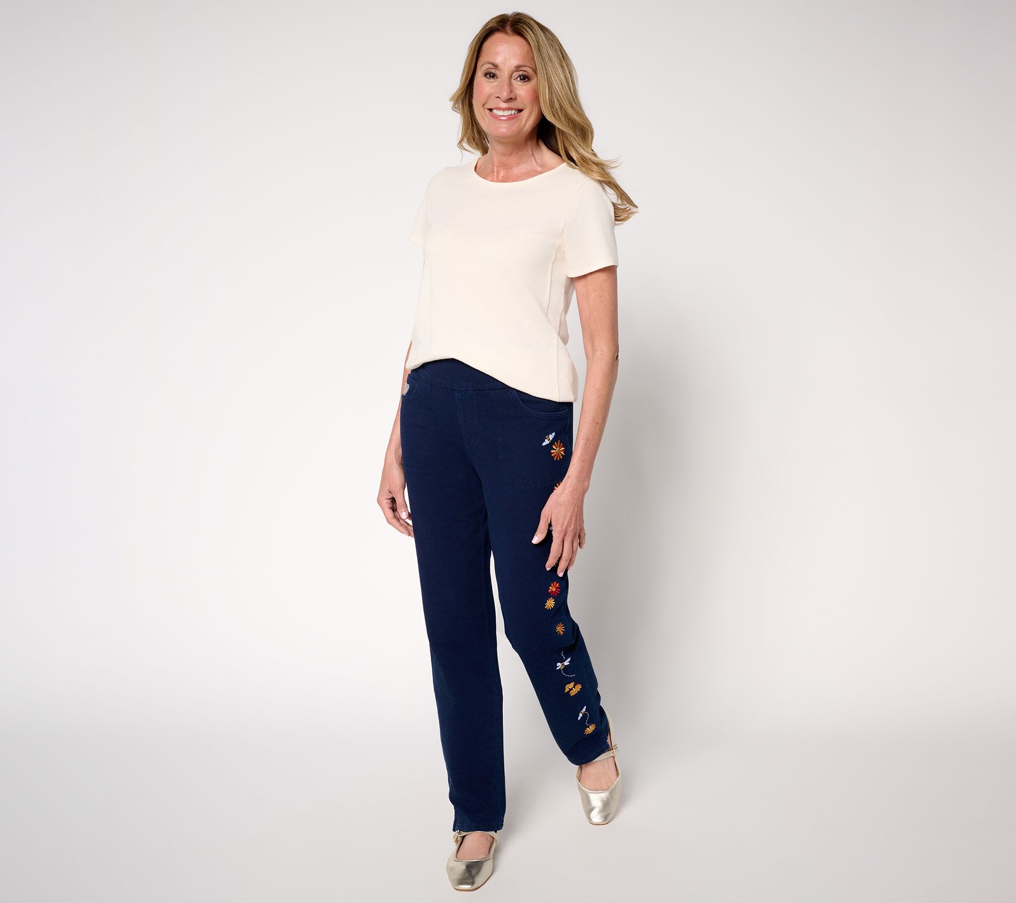 Quacker Factory DreamJeannes Regular All A Buzz Straight Leg Pants