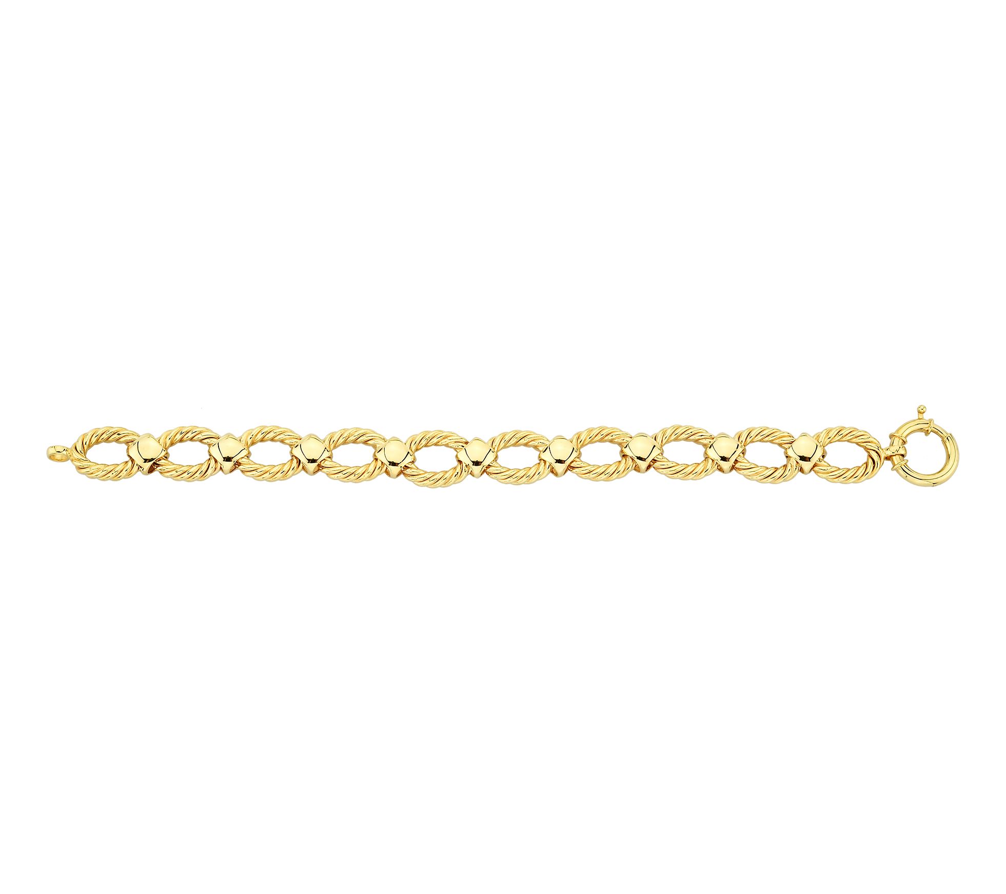 Adorna 14K Gold Rope Texture Oval Link Bracelet