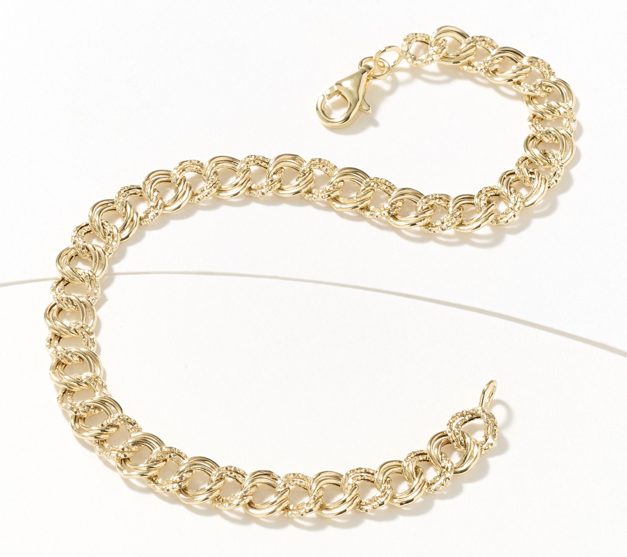 Adorna 14K Gold Diamond Cut Open Curb Link 2g Bracelet