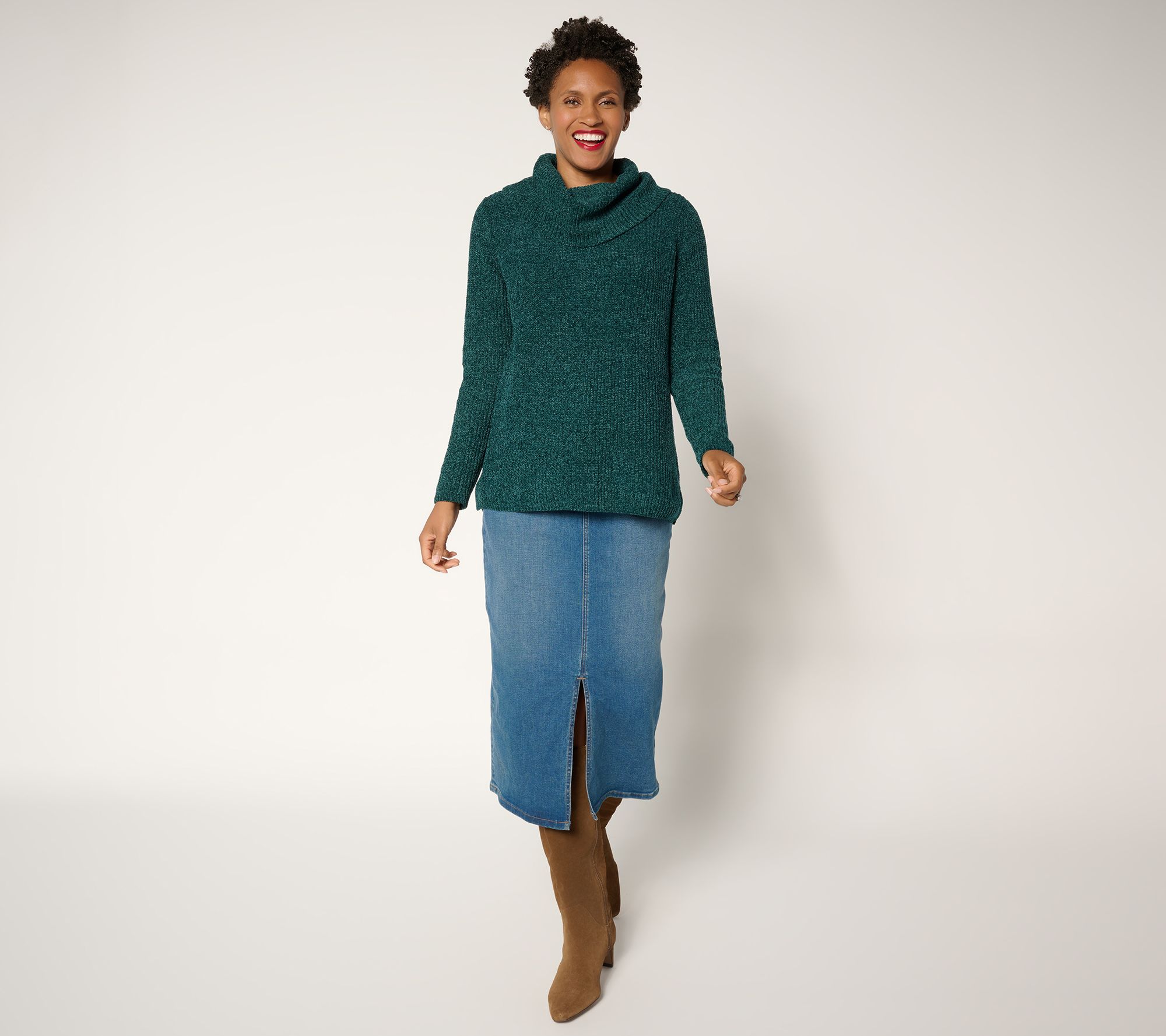 Belle by Kim Gravel Chenille Shaker Knit Cowl Neck