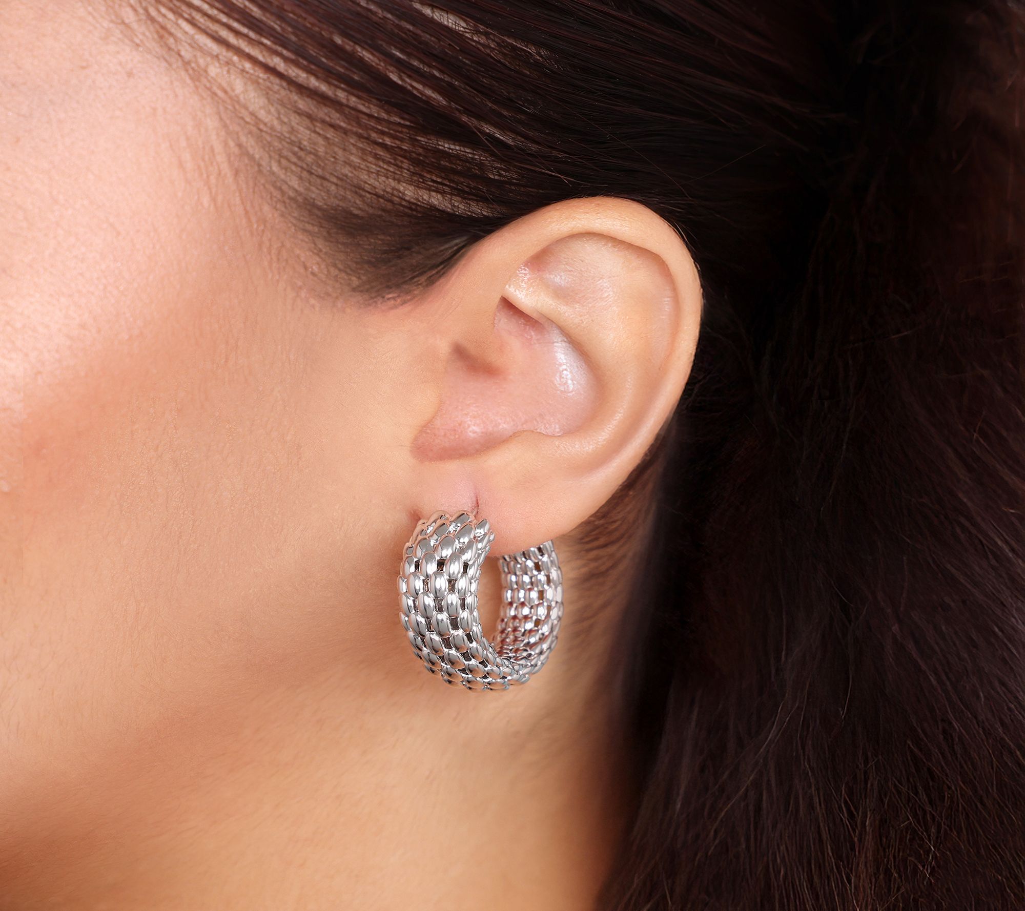 BellaOro Mesh Hoop Earrings, 14K Gold Over Resin