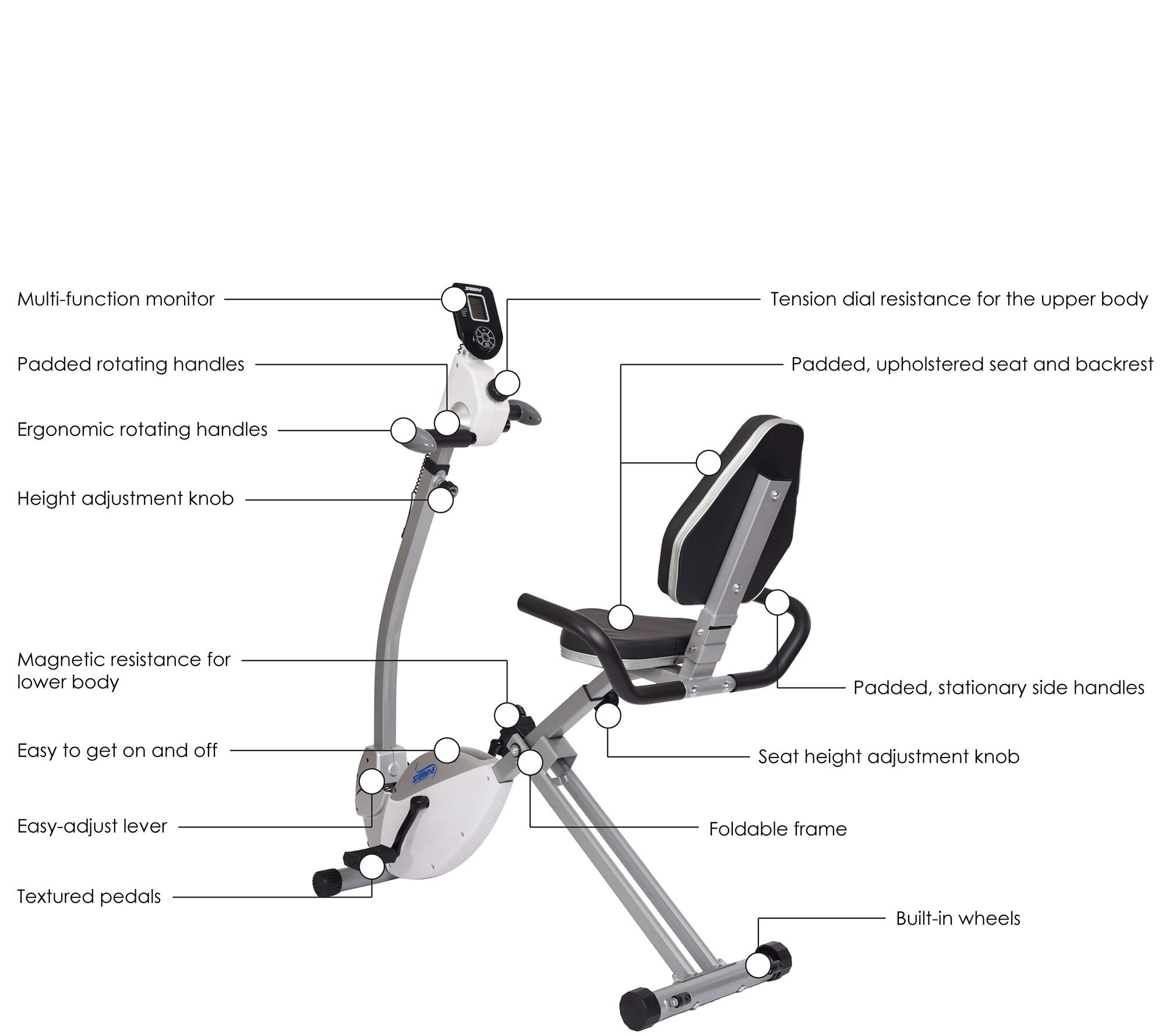 Stamina Recumbent Exercise Bike with Upper BodyExerciser