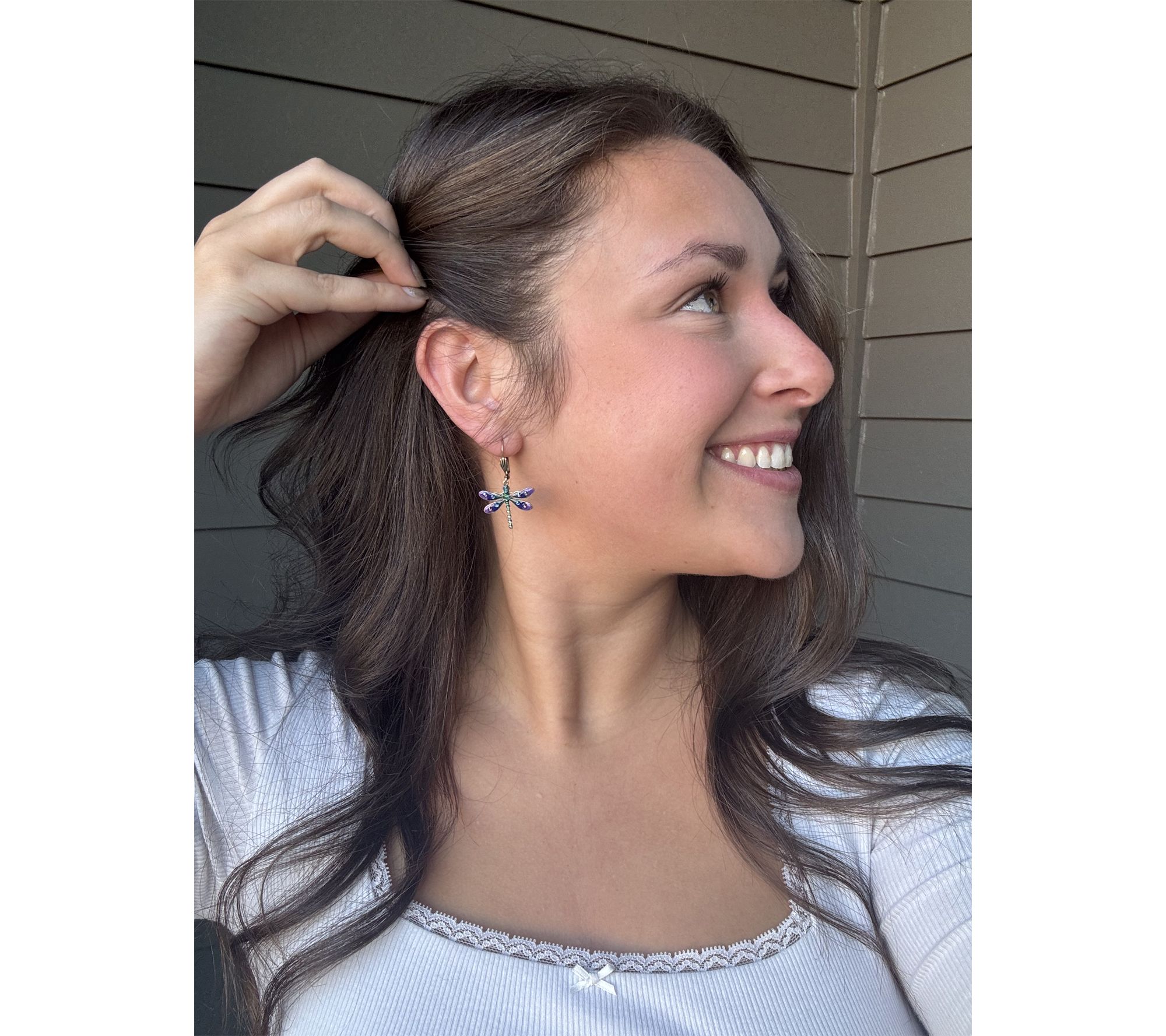 Anne Koplik Emerald & Purple Crystal DragoyEarrings