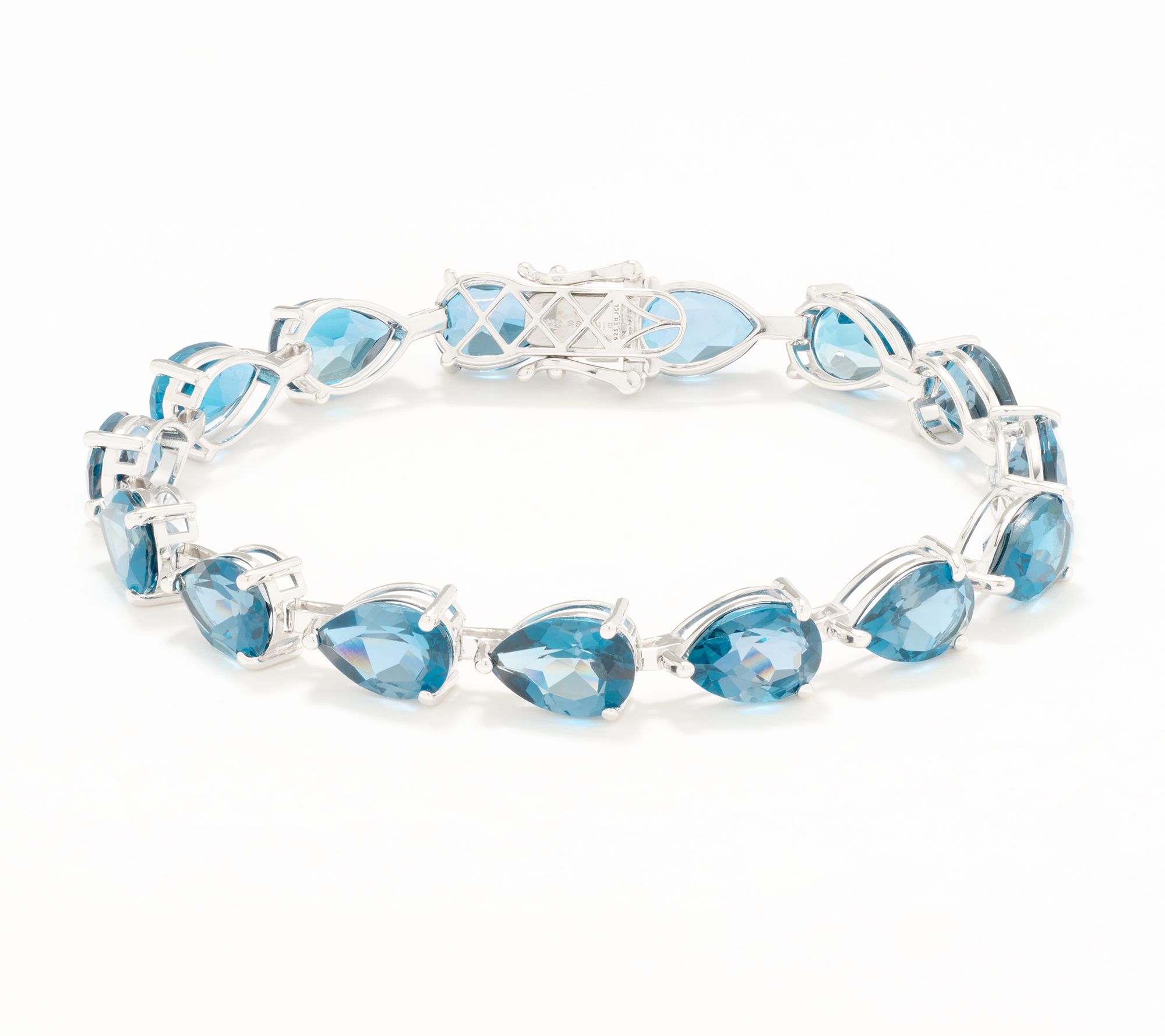 Affinity Gems Pear London Blue Topaz Tennis Bracelet Sterling Silver