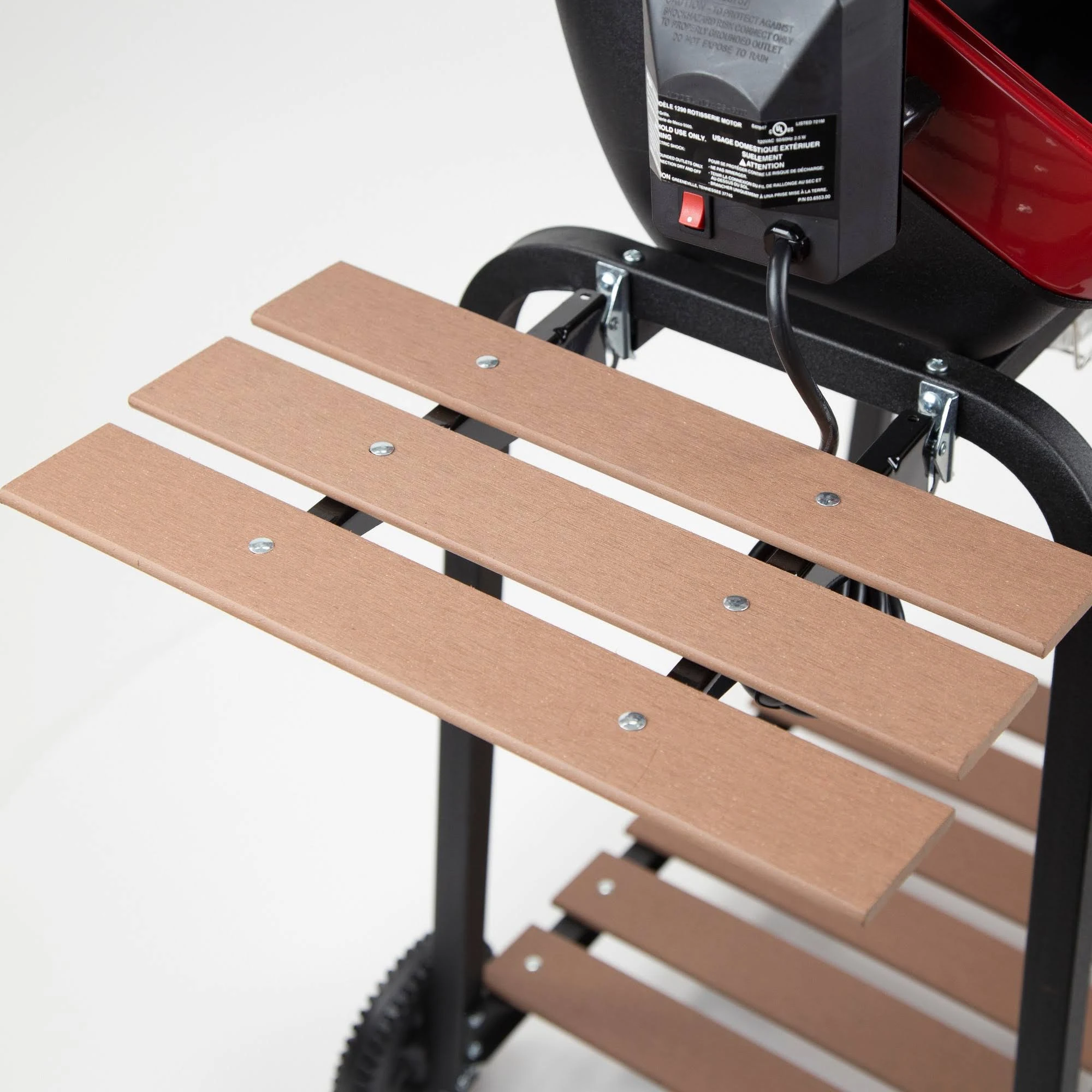 Americana Electric Cart Rotisserie Grill with Side Tables and Shelf