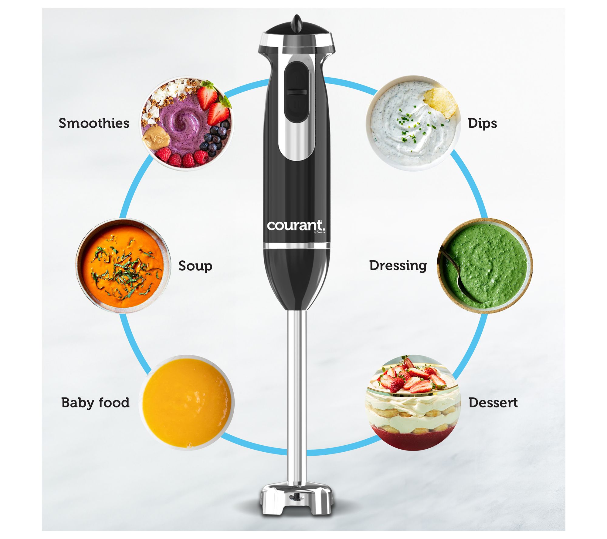 Courant 350-Watt Multifunctional Hand Blender w/ Whisk & Cup