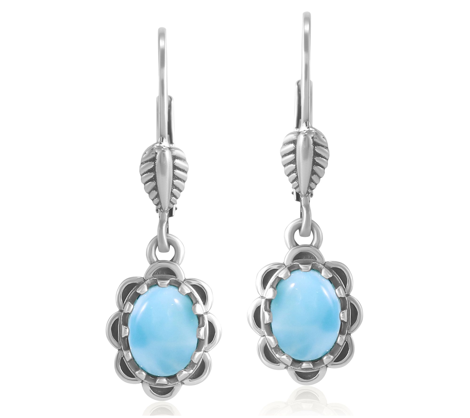 American West Sterling Gemstone Concha Lever Back Earrings