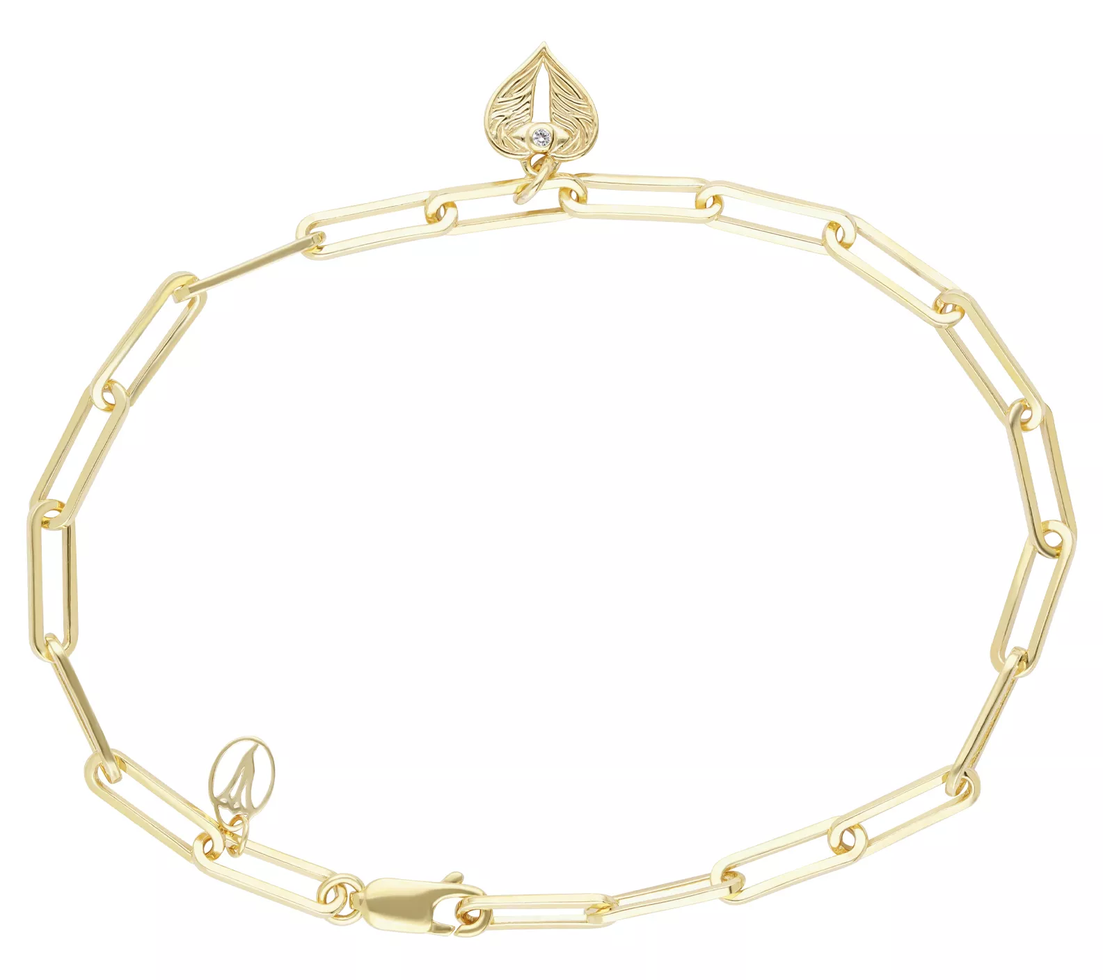 Goddaughters 14K Clad White Topaz Angel Eye Ankle Bracelet