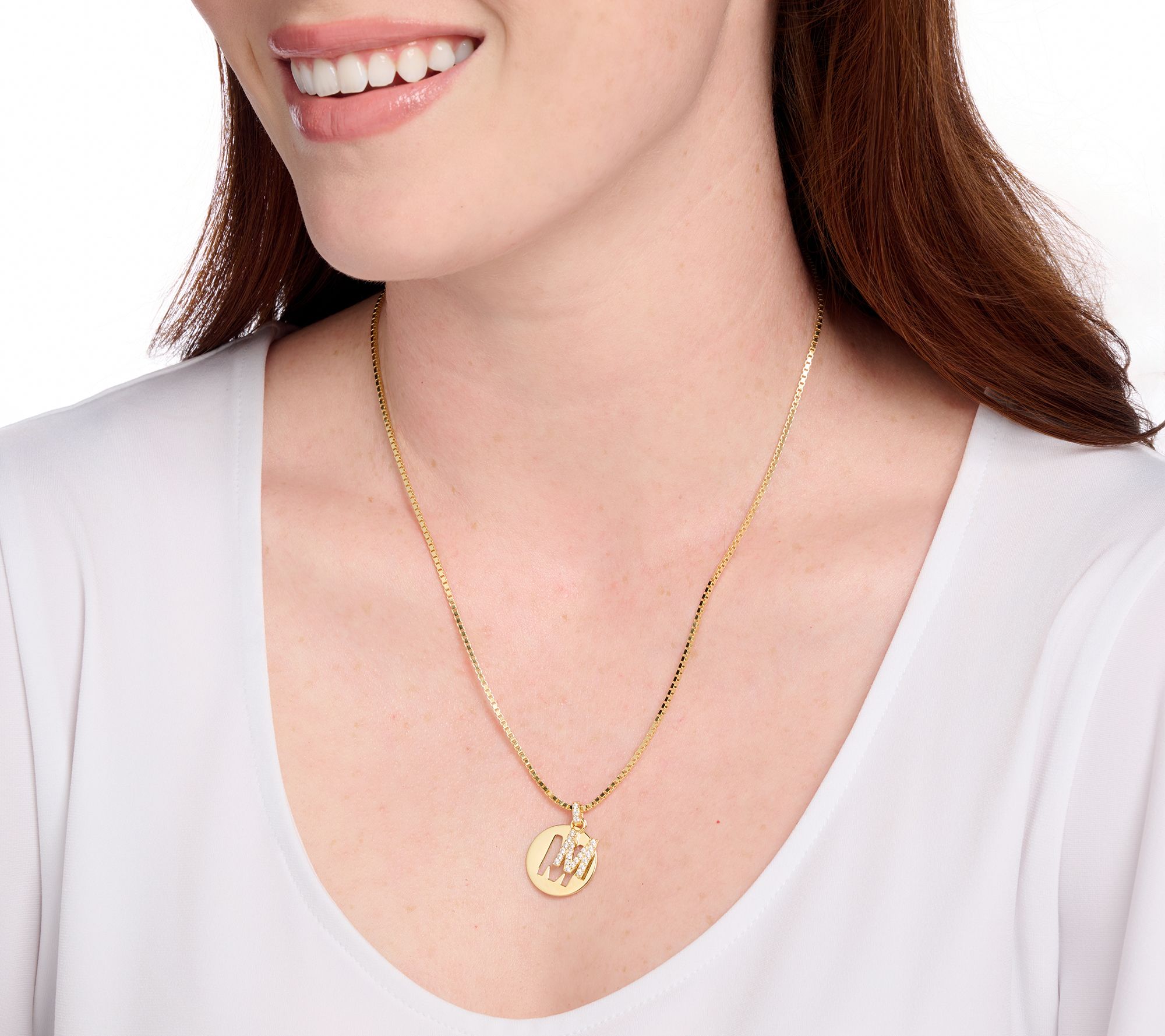 Diamonique x Kathy Levine Cut It Out Necklace, 14K Gold Plated