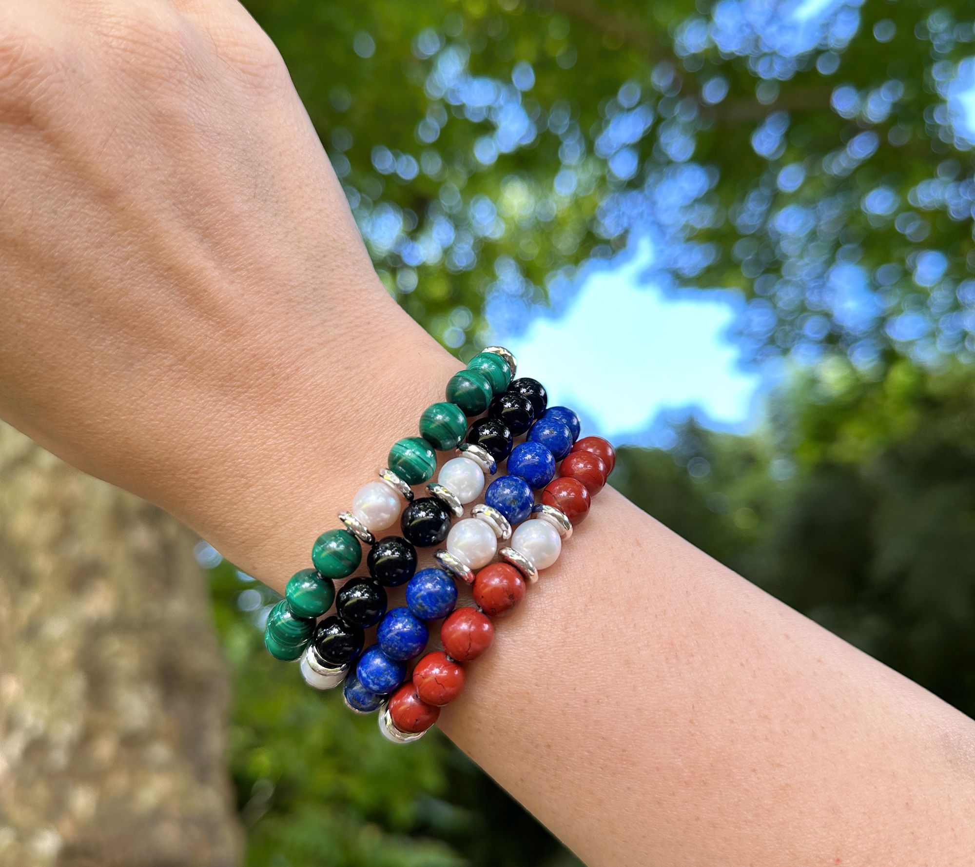 JAI Sterling Silver Cultured Pearl & Gemstone Bead Bracelet