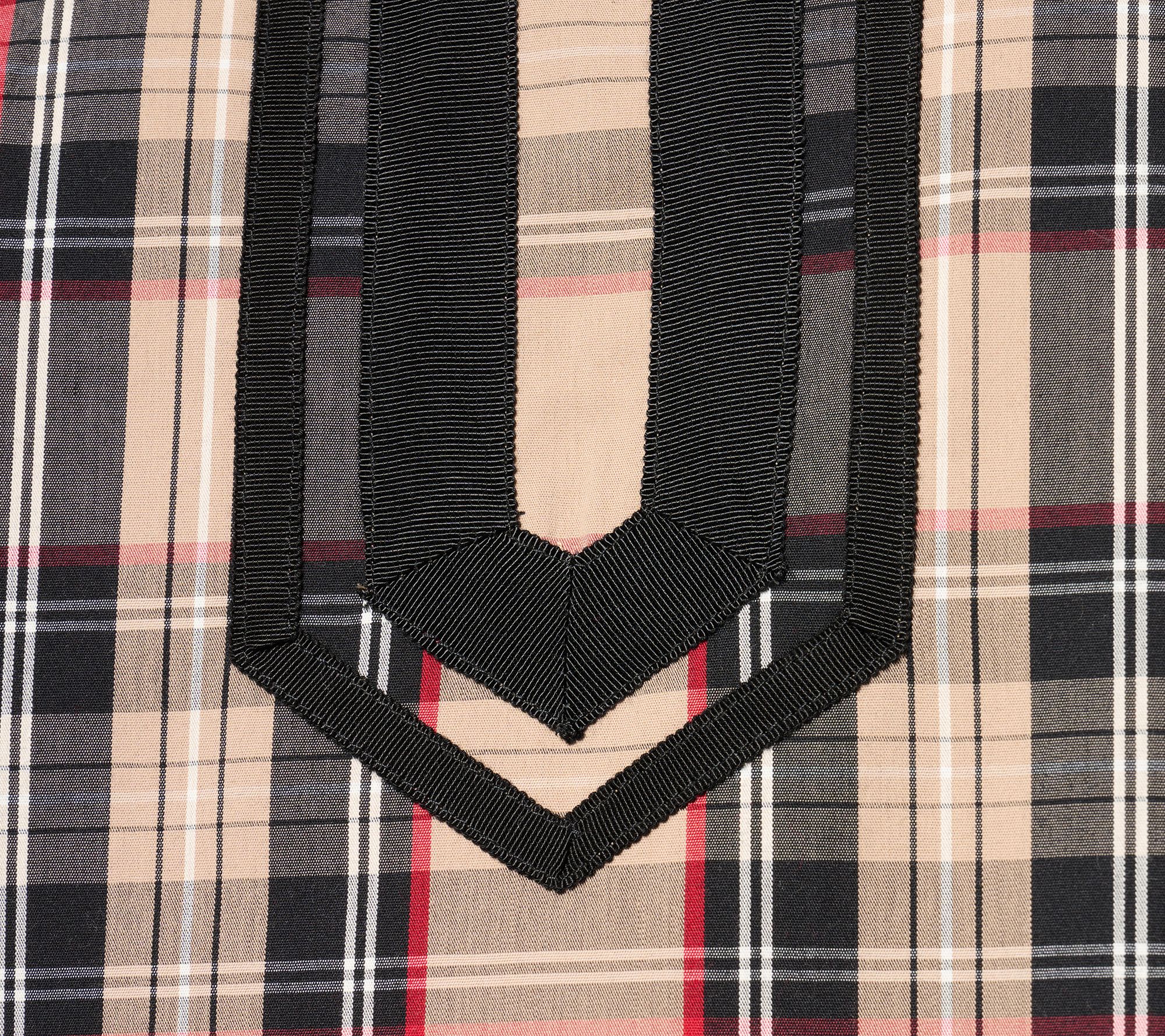 Jingle Belles by Kim Gravel Tartan Plaid Black Border Tunic Blouse