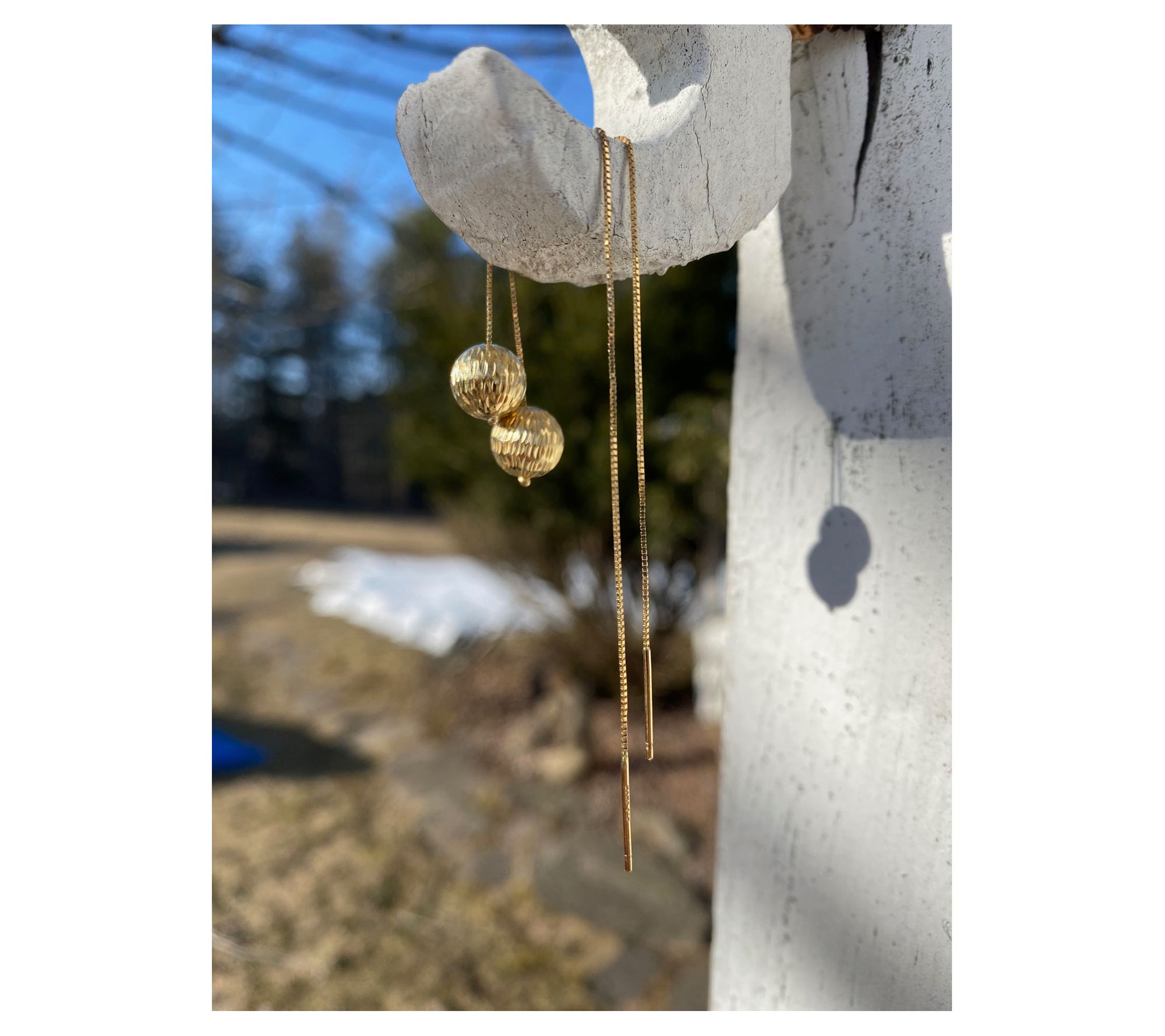 Alkeme 14K Gold Faceted Orb Threader Earrings