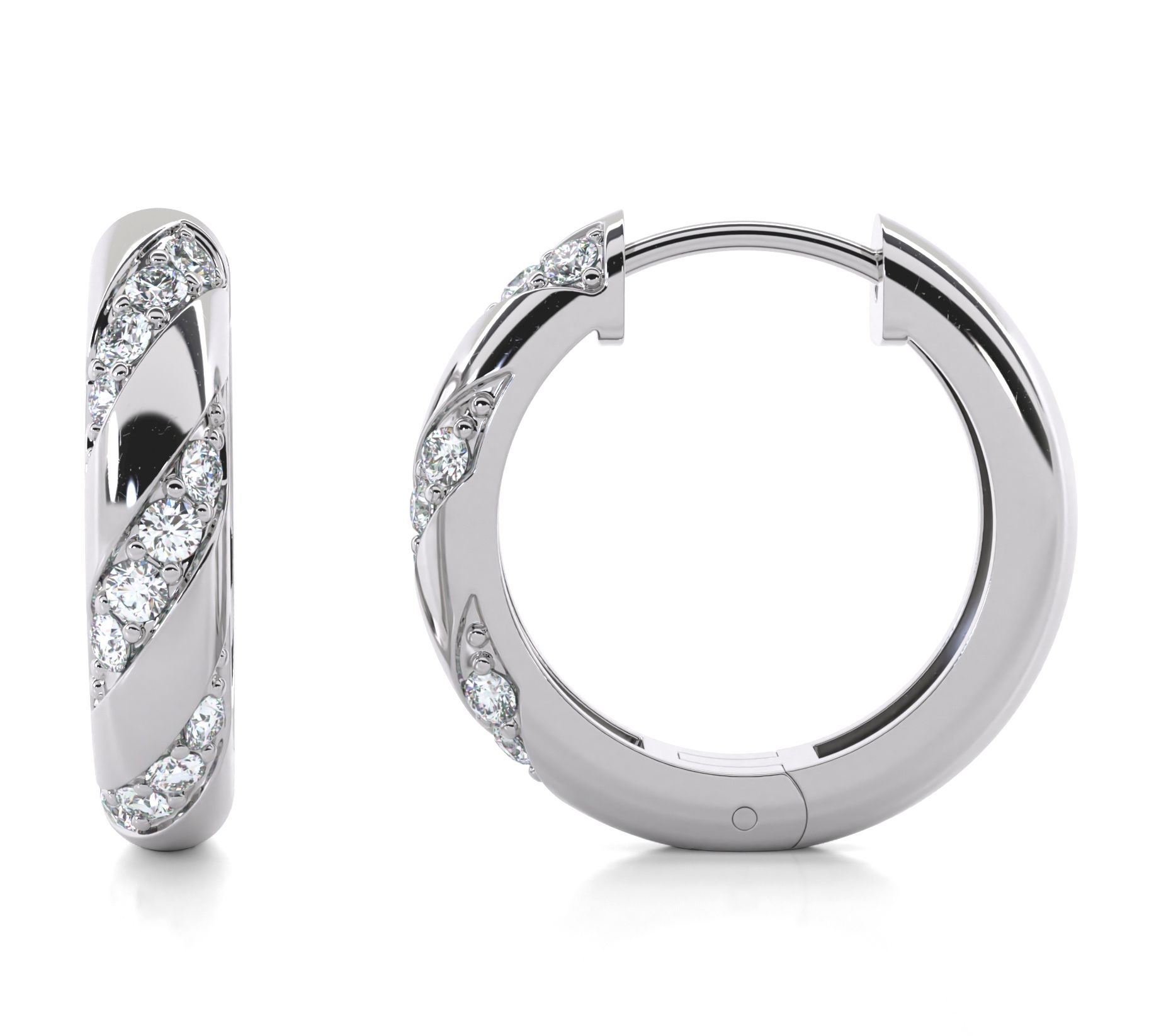 Diamonique 0.45 cttw Hinged Hoop Earrings, Sterling Silver