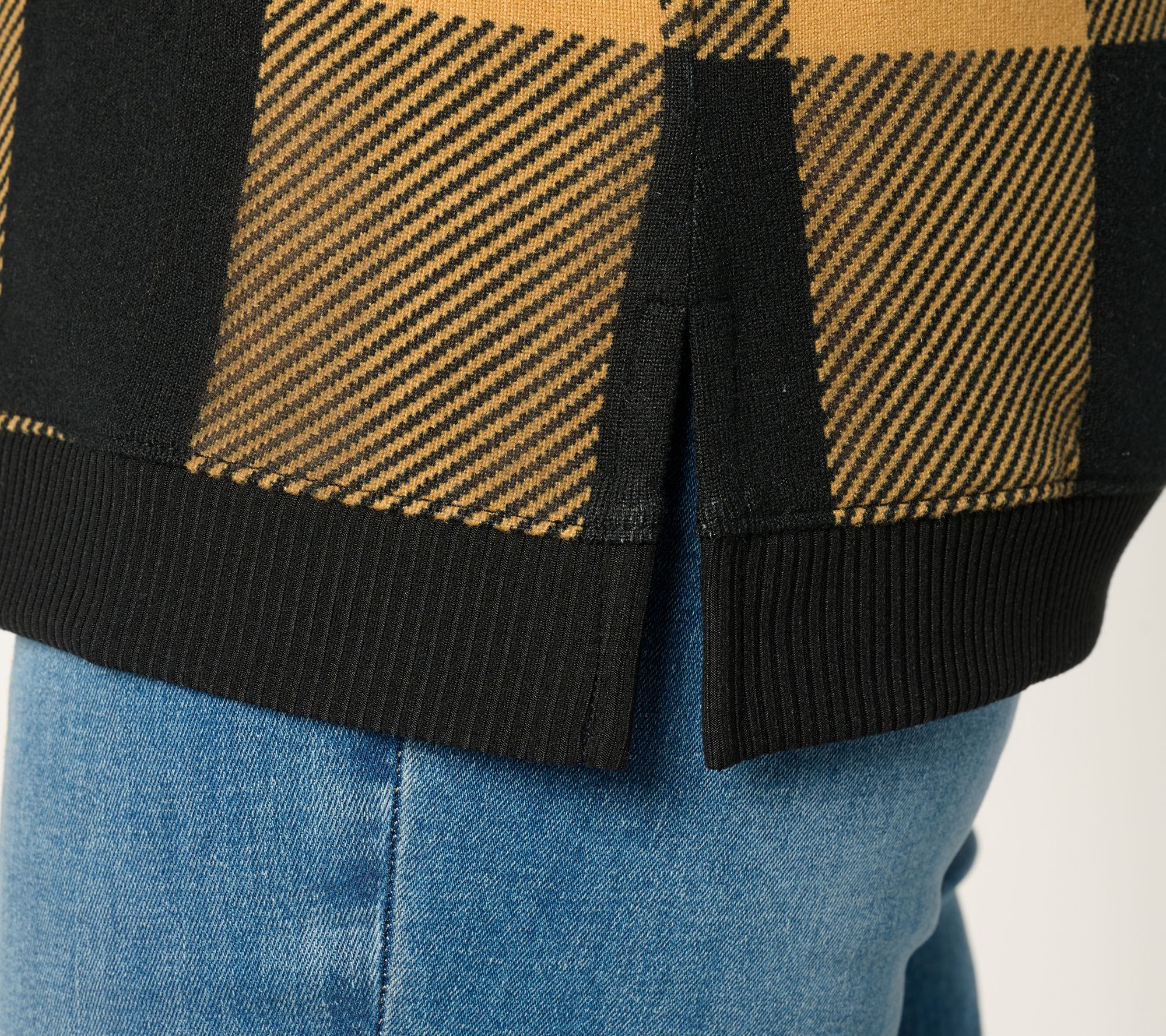 Denim & Co. Petite Buffalo Plaid Heavenly Jersey Tunic