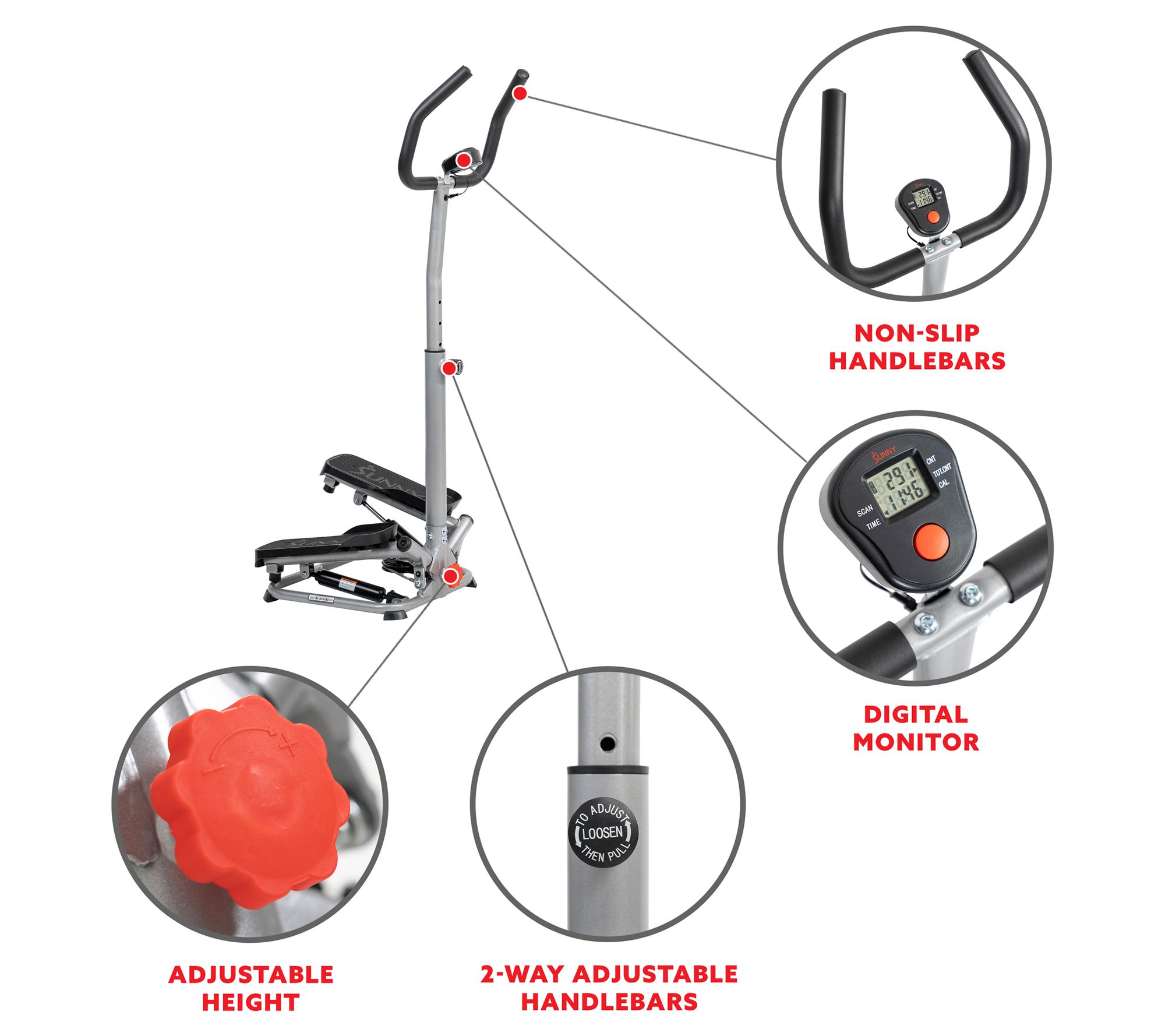 Sunny Health Fitness Stair Stepper w/ Handlebar- SF-S020027