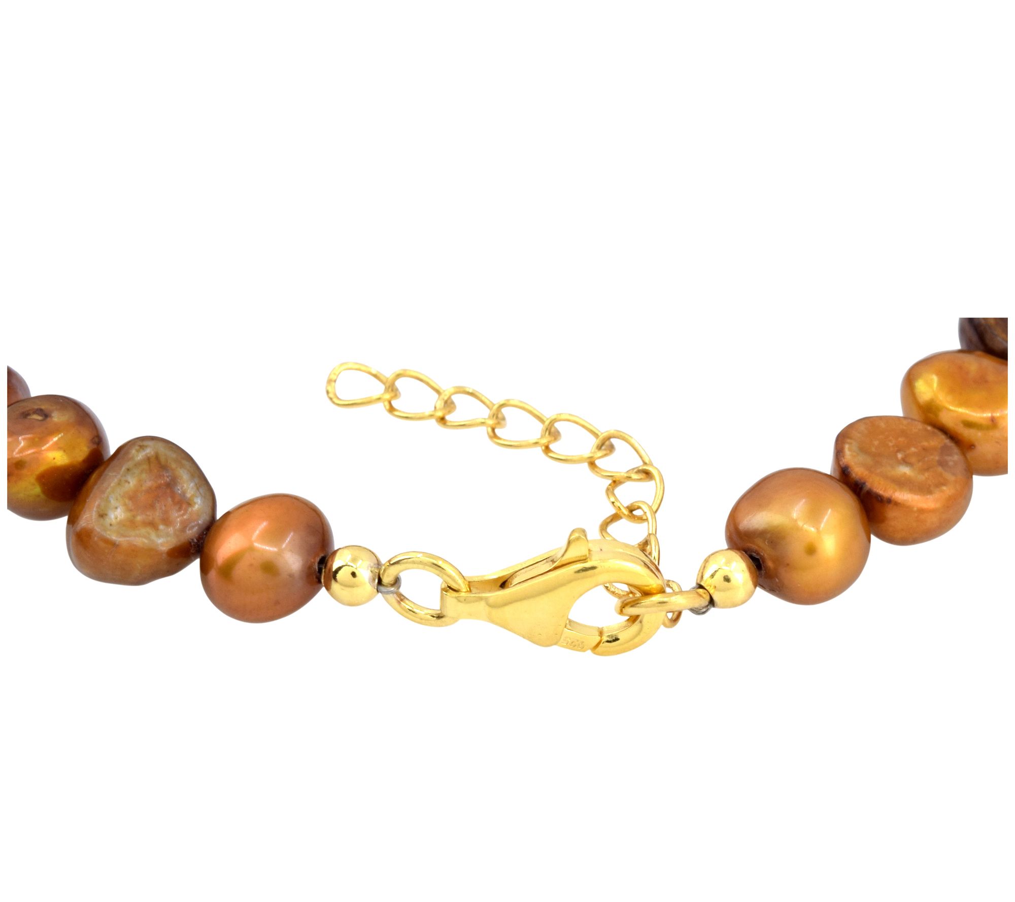 14K Gold Plated Bronze Cultured Pearl Beaded Bracelet