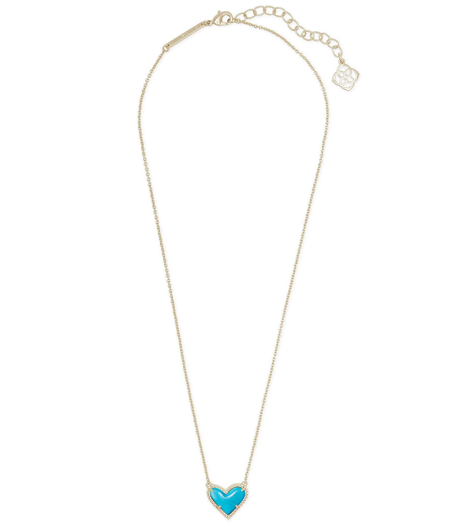 Kendra Scott Ari Heart Gold Short Pendant Necklace - Magenta Magnesite