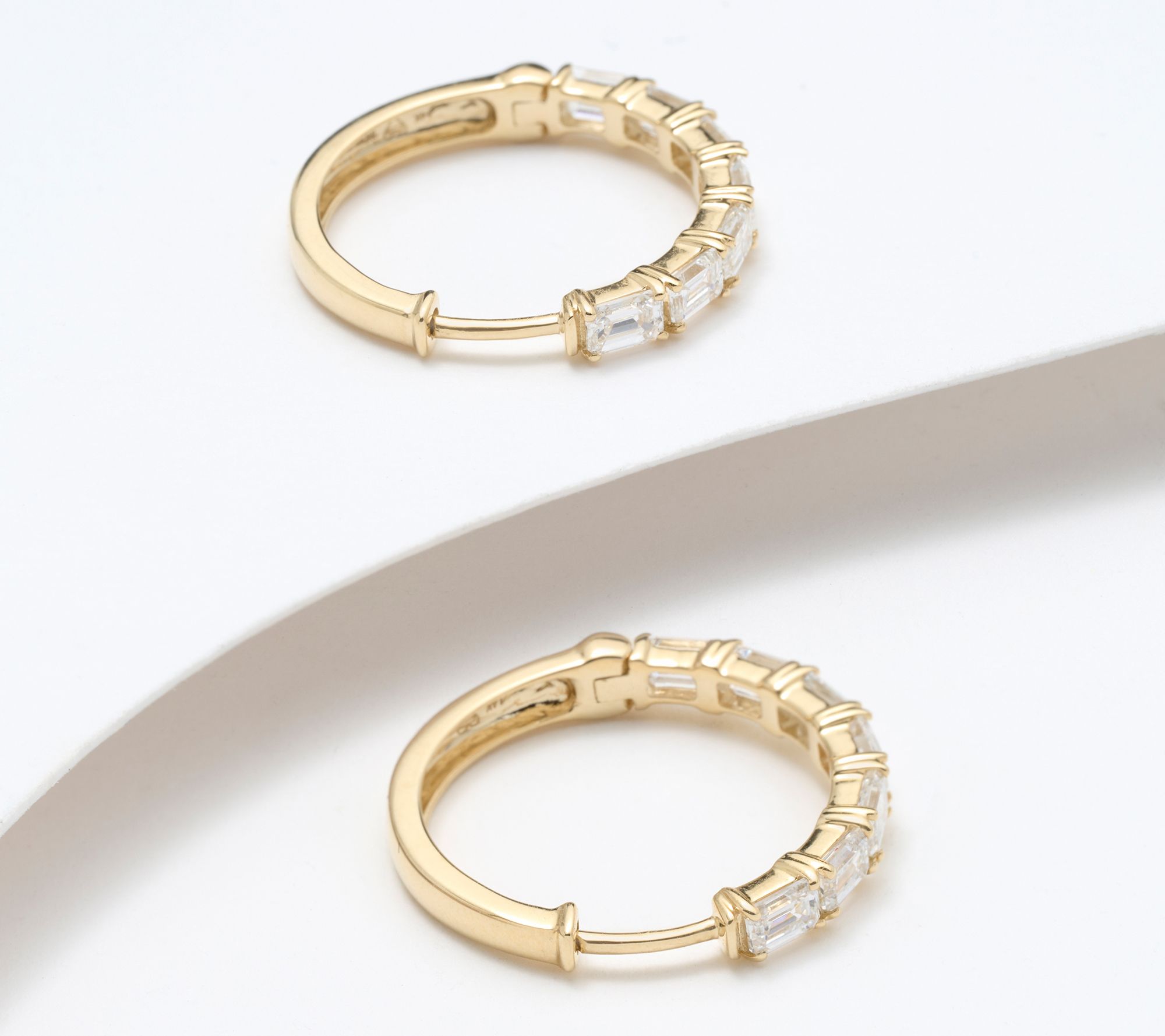 Fire Light Lab Grown Diamond Emerald Cut 2.00 cttw Earrings, 14K