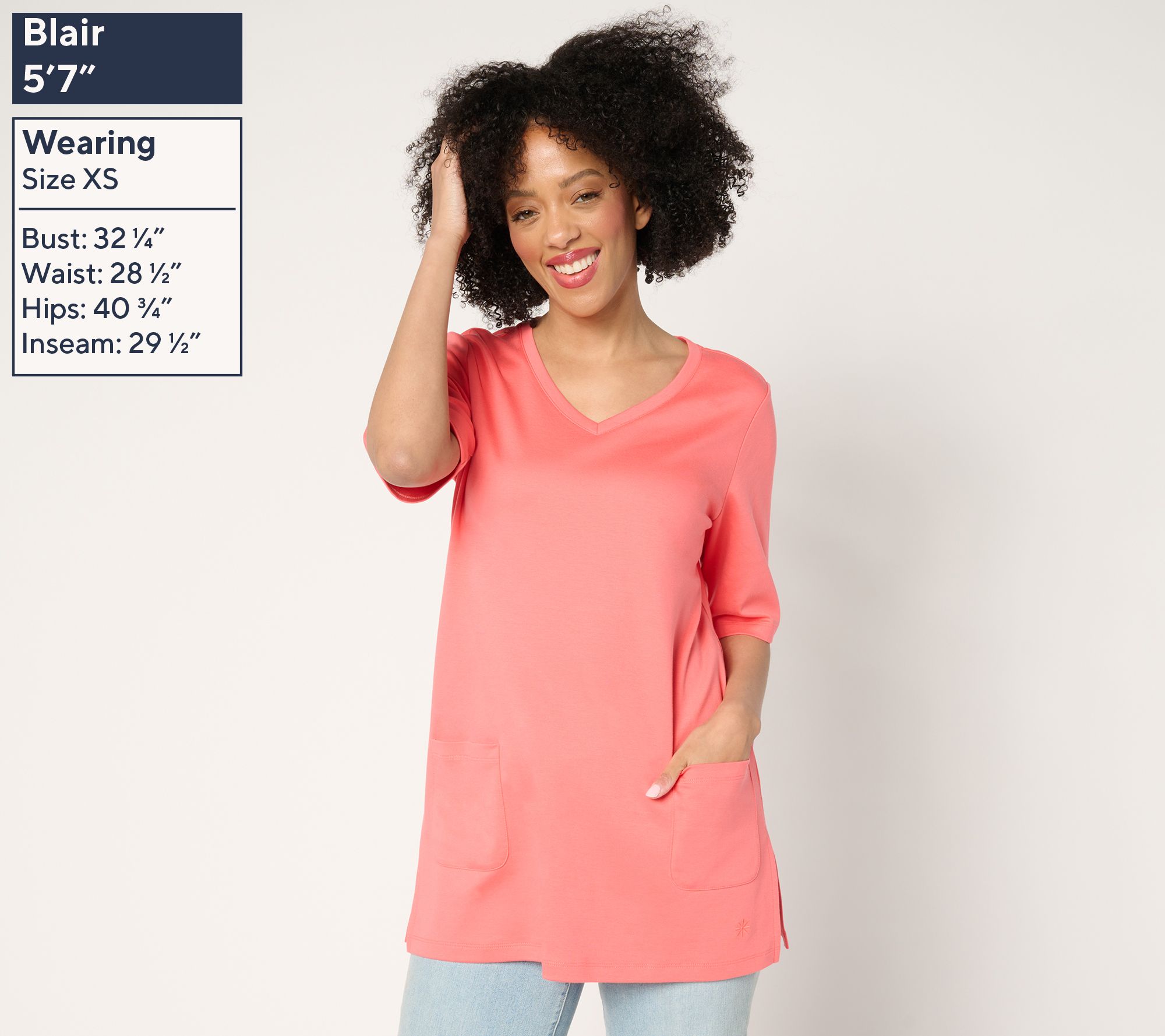 Isaac Mizrahi Live! Essentials Pima Cotton V-Neck Top w/ Slits