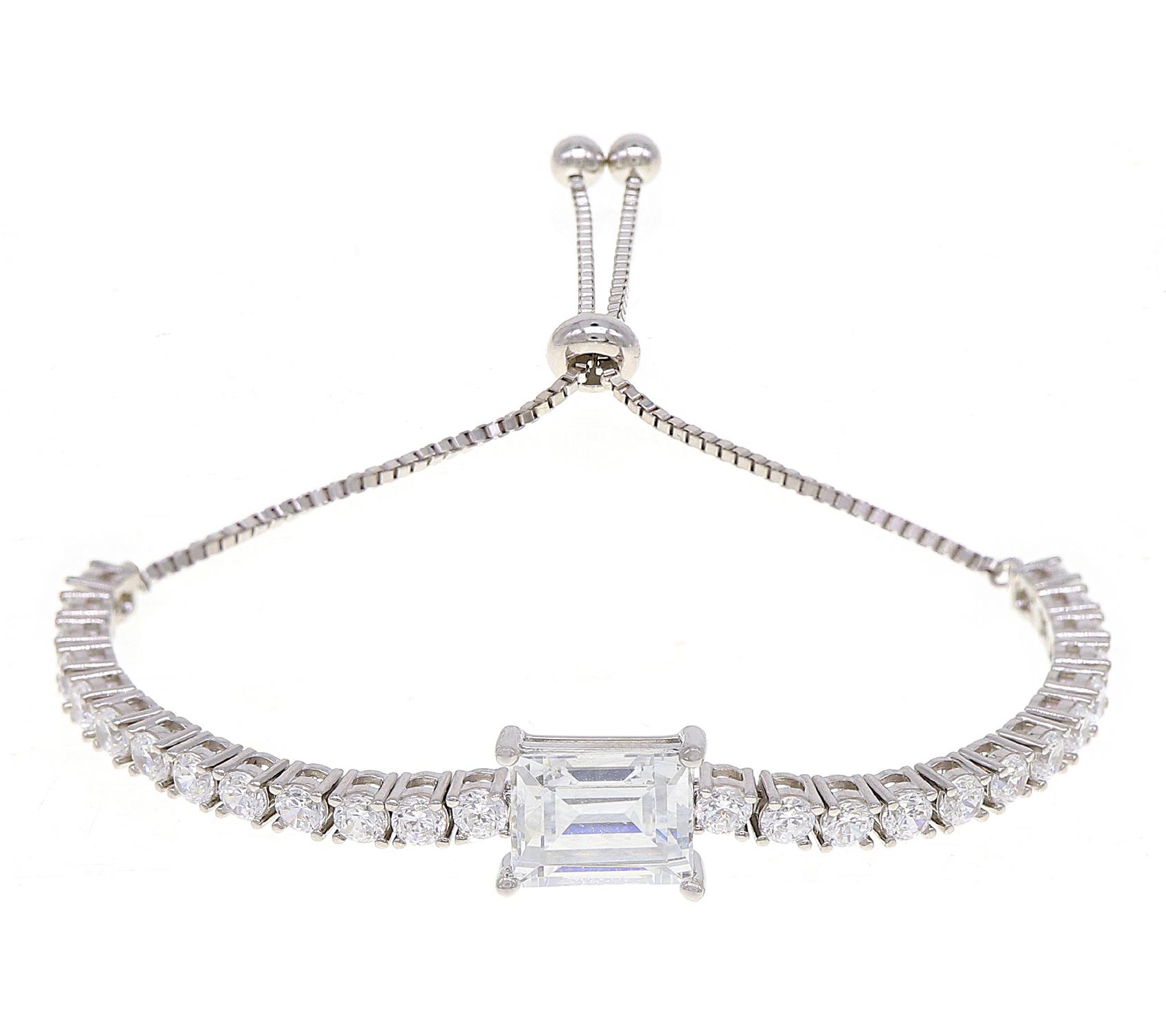 Diamonique 4.60 cttw Adjustable Bracelet, Sterling Silver