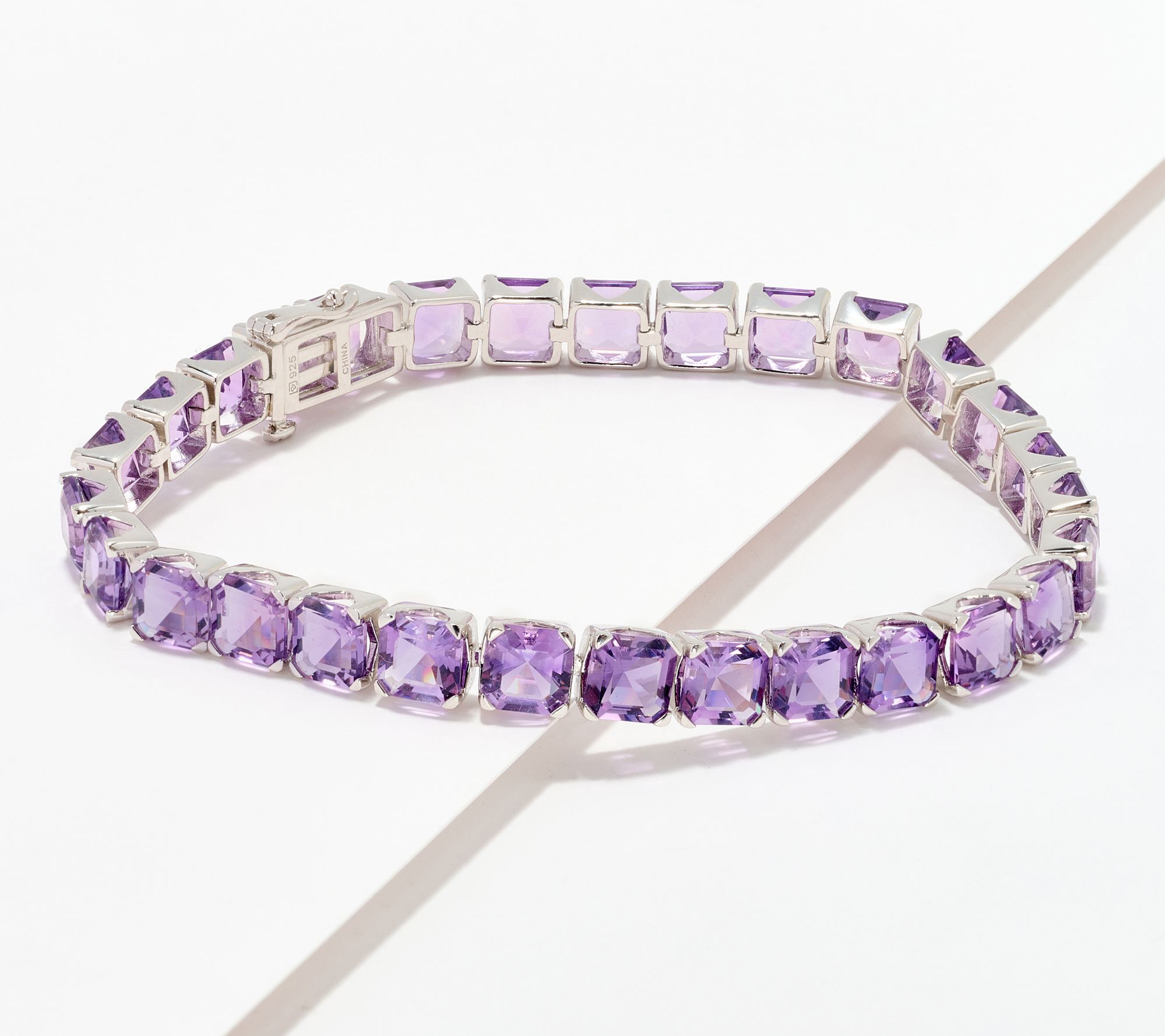 Affinity Gems Asscher-Cut Gemstone Bracelet, Sterling Silver