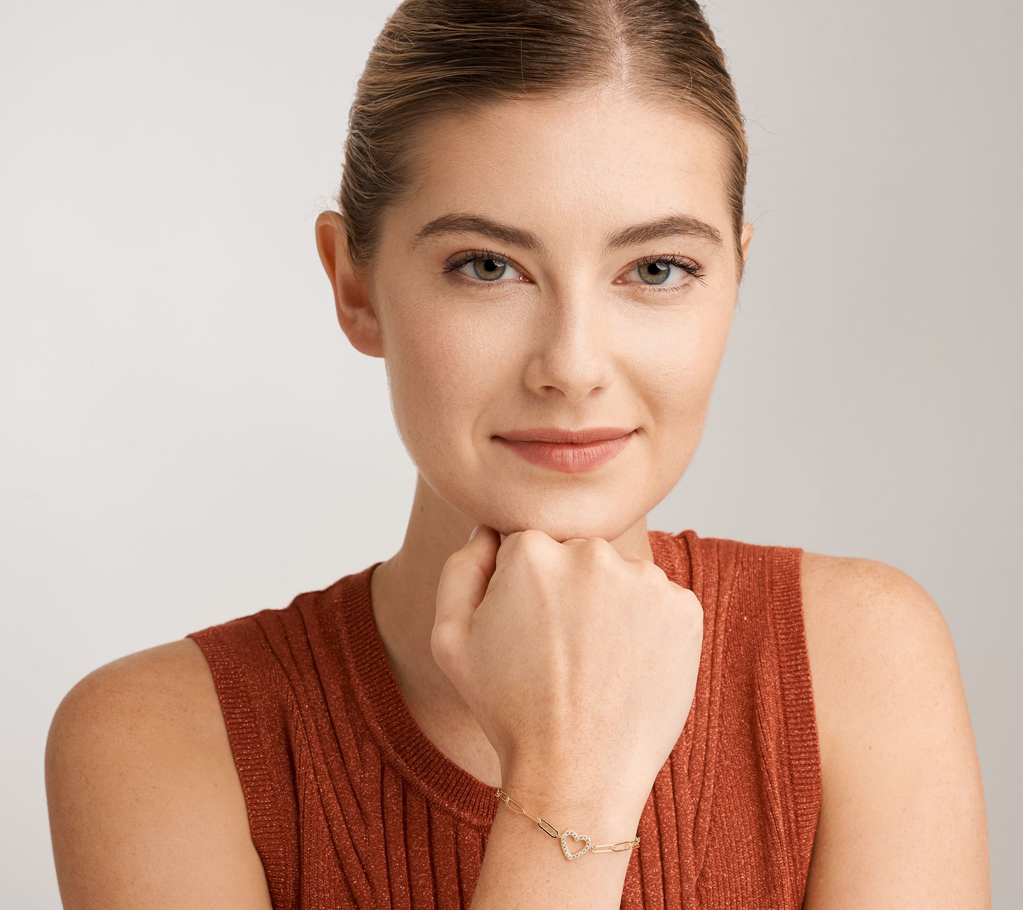 Diamonique Paperclip Link Bracelet, 18K Clad Sterling Silver