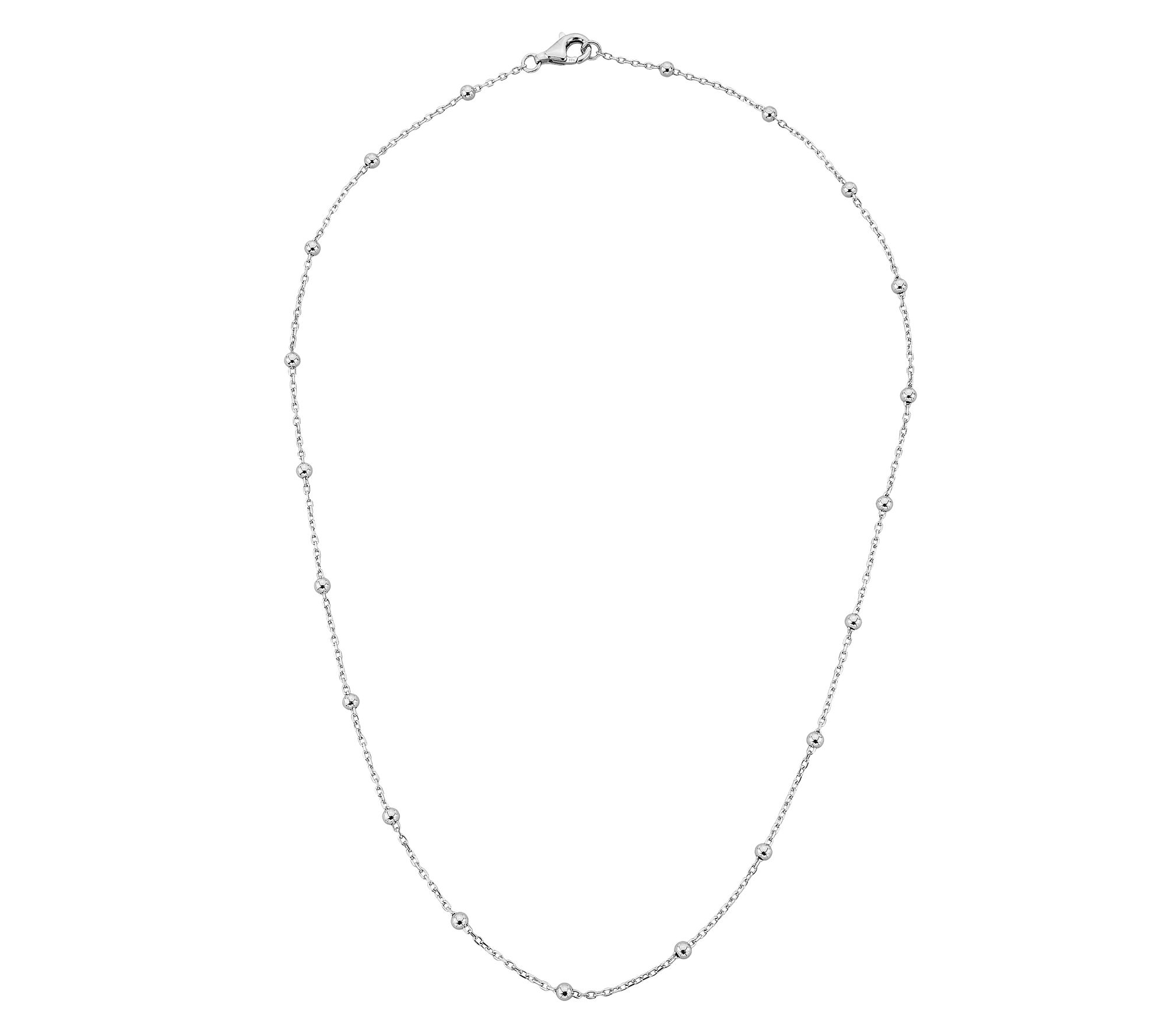 Silver Style 3mm Bead Station Cable Chain Necklace, Sterling