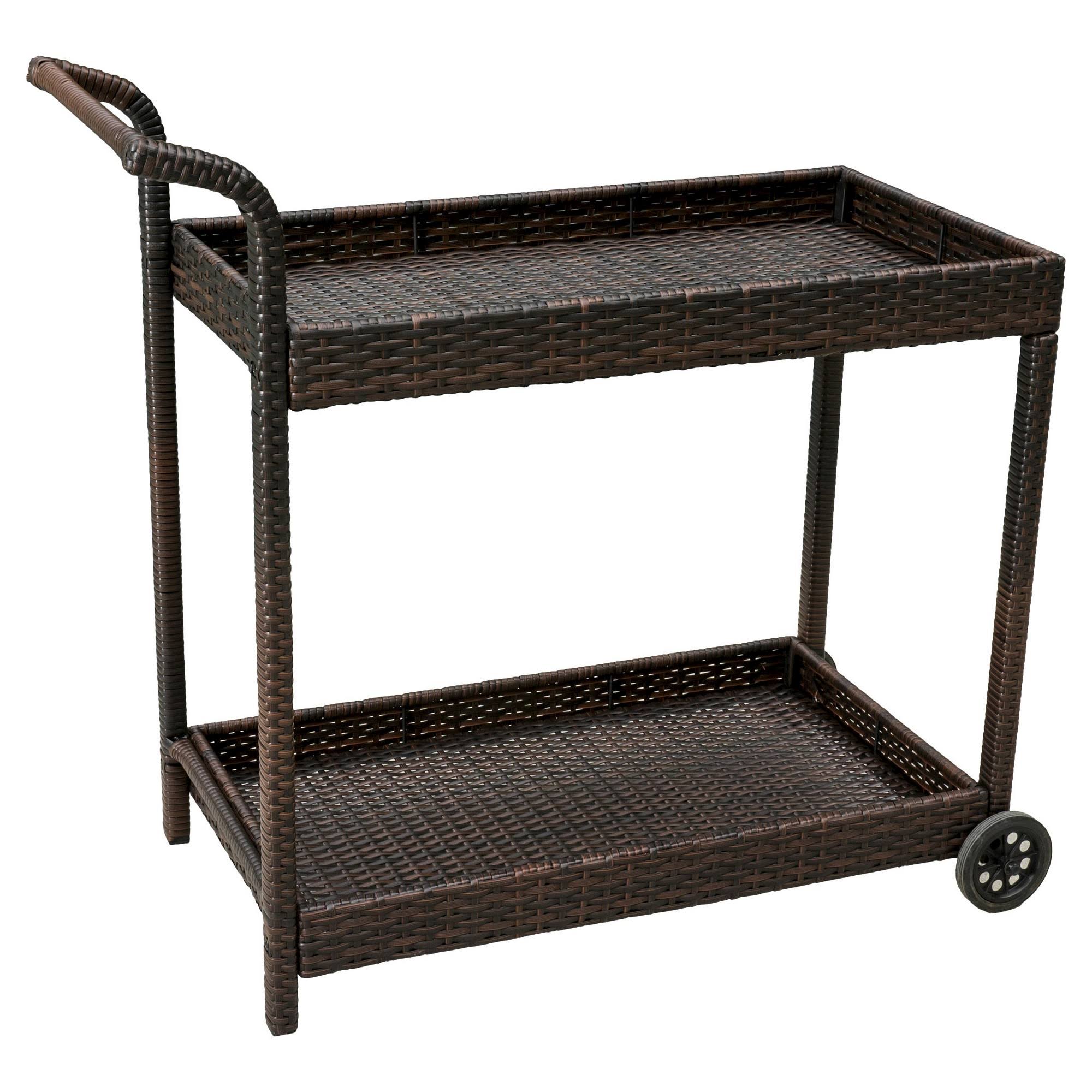 Savona Outdoor Wicker Bar Cart by Christopher Knight Home (Multi-brown), Brown, Patio Furniture