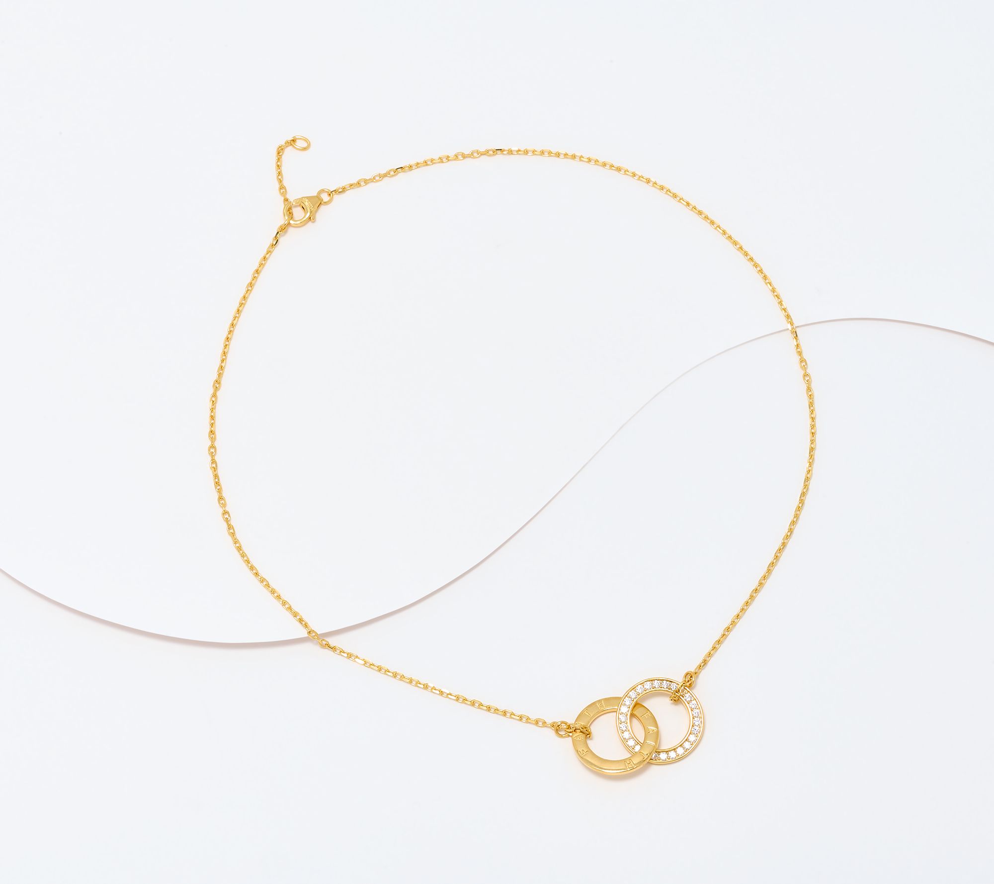 Diamonique Italia Interlocked Rings Necklace, 14K Plated
