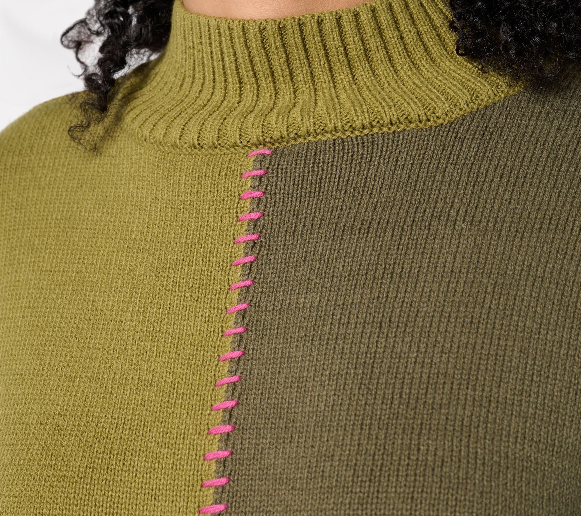 Peace Love World Solid or Split Color Mock-Neck Sweater