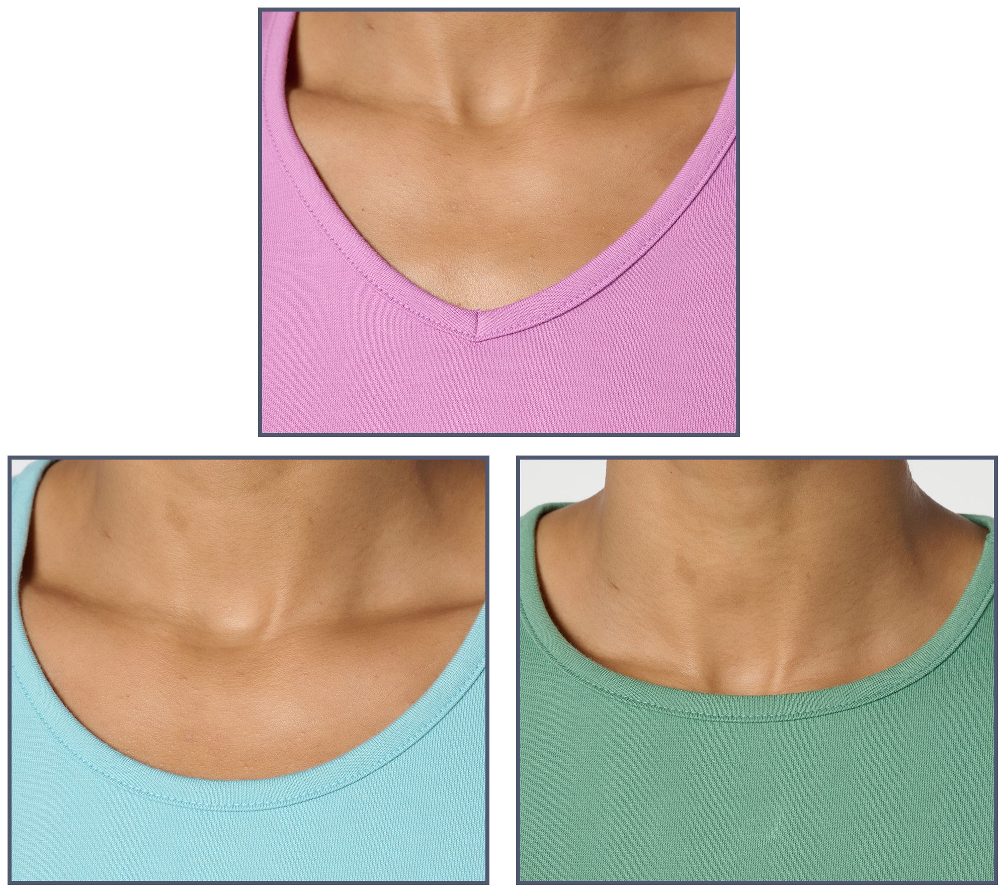 Denim & Co. Essentials Perfect Jersey Variety 3-Pack Short Slv Tops