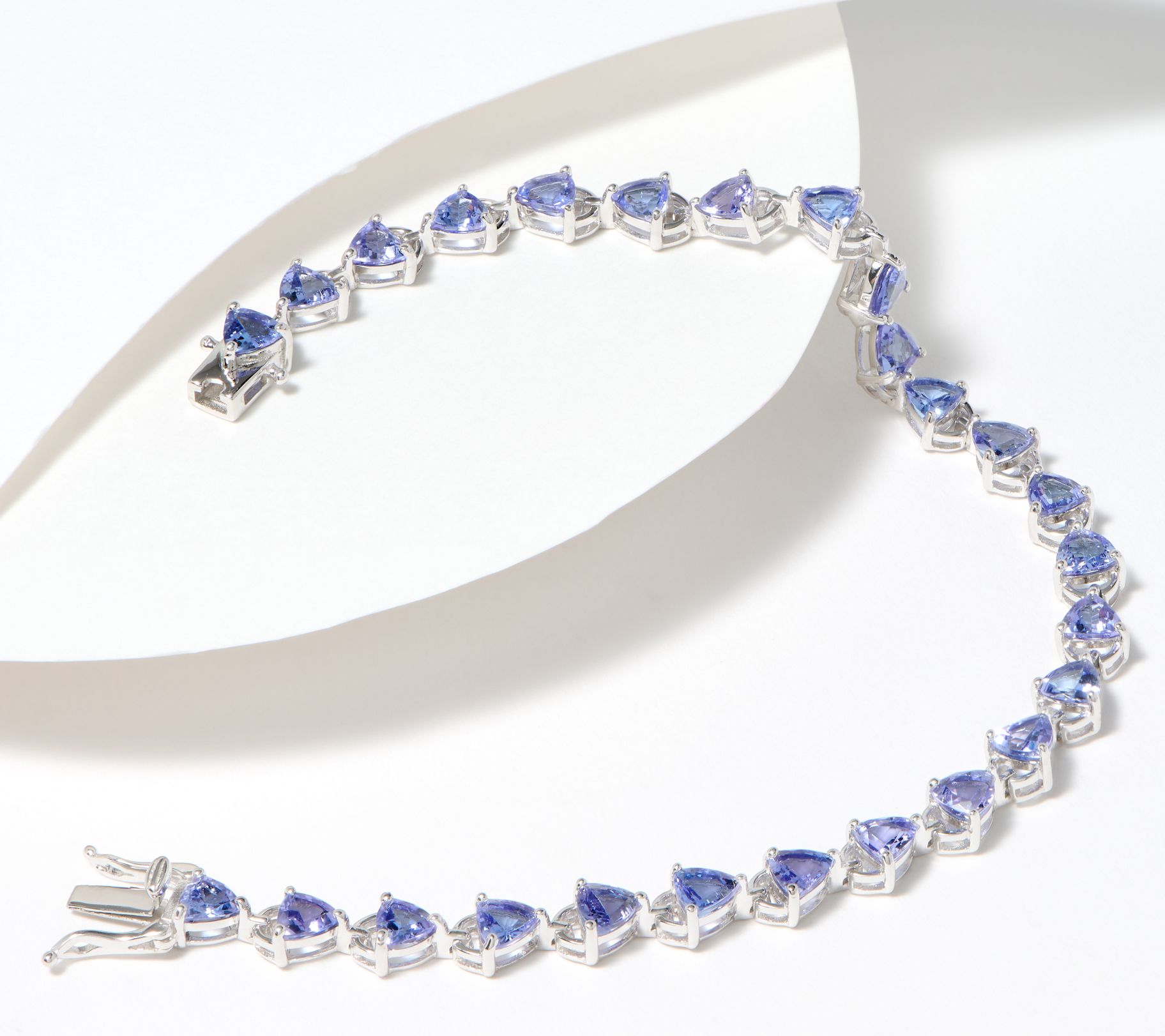 Affinity Gems Trillion Cut Tanzanite Line Bracelet, Sterling Silver