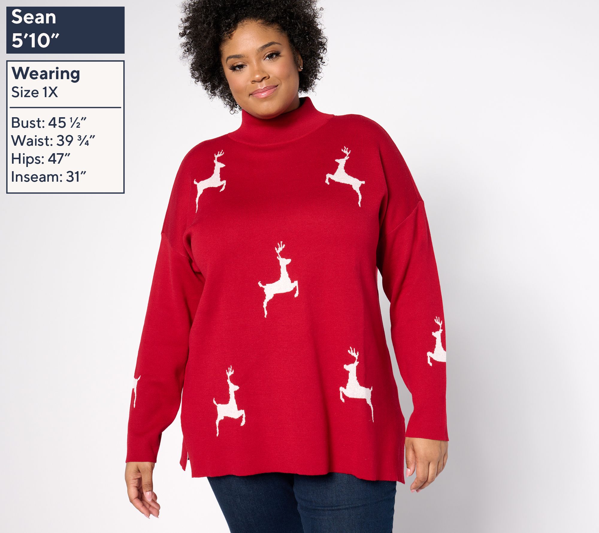 Jingle Belles by Kim Gravel Hold Me Closer Tiny Prancer Mock Neck Tunic