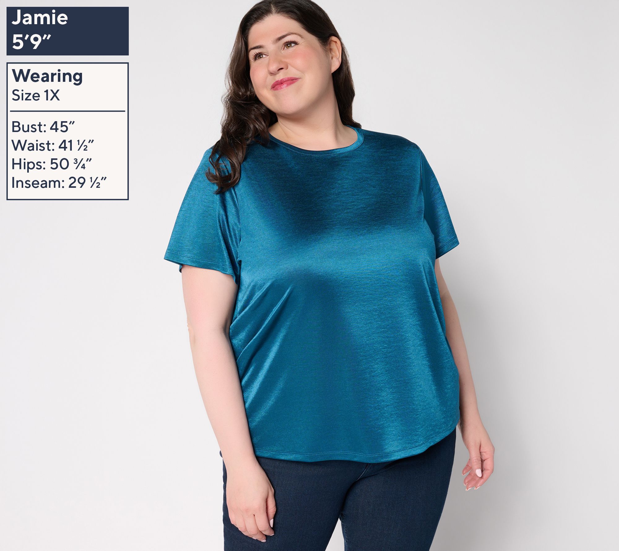 BEAUTIFUL by Lawrence Zarian Knit Satin Short Sleeve Top