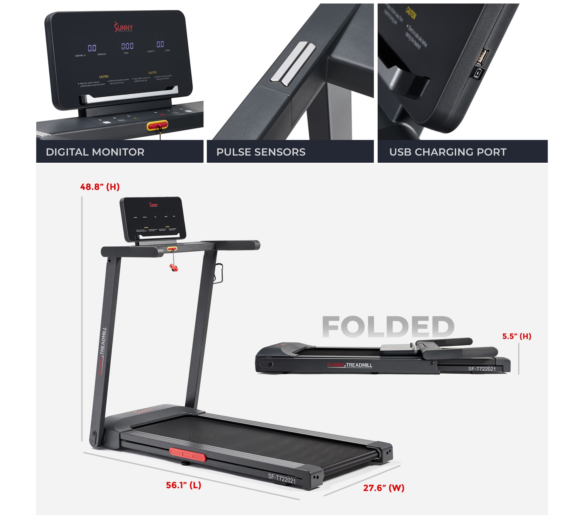 Sunny Health Fitness Interactive Smart Treadmill