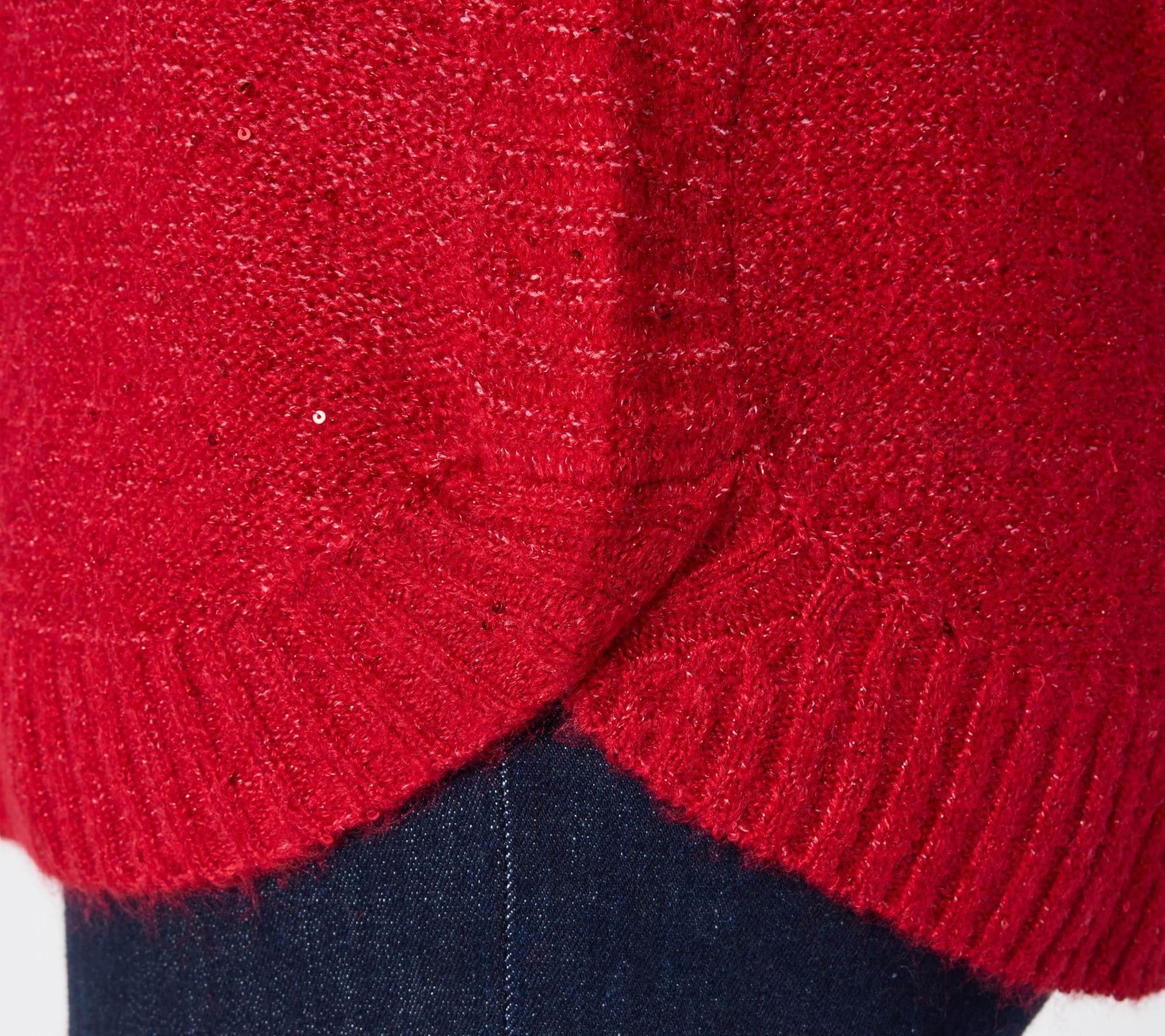 Denim & Co. V-Neck Long Sleeve Sparkle Sweater