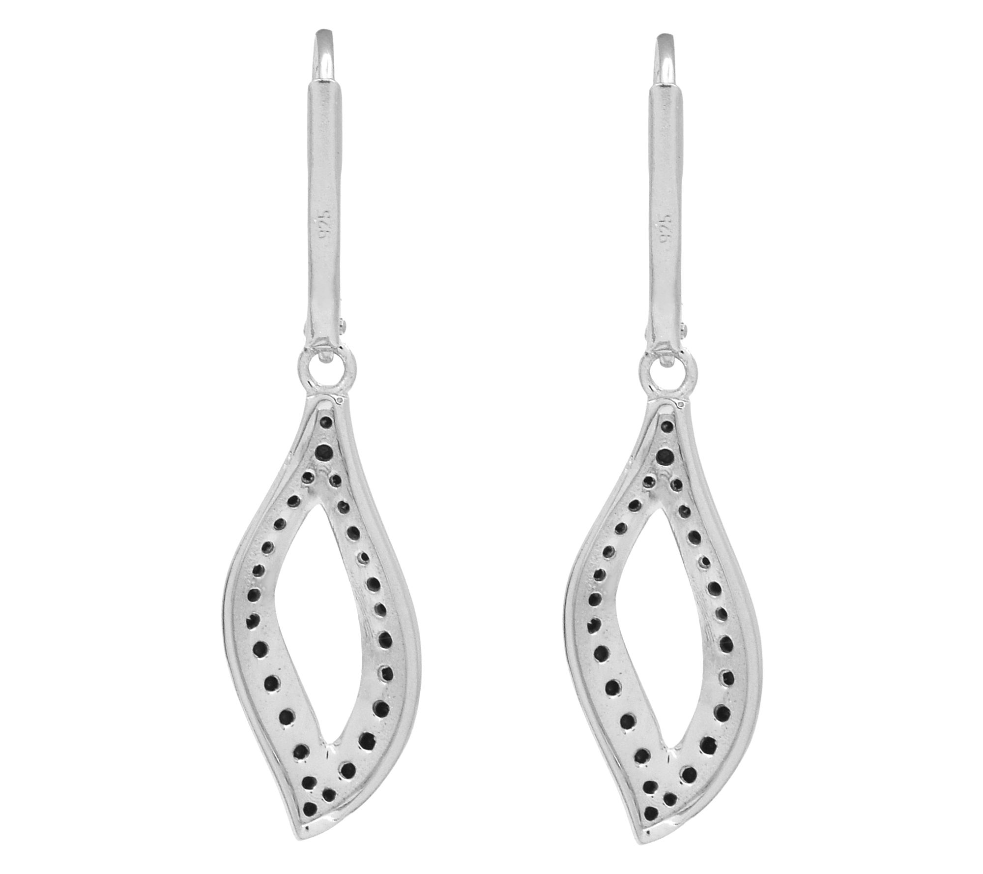 Affinity Gems Pave Black Spinel Dangle Earrings, Sterling