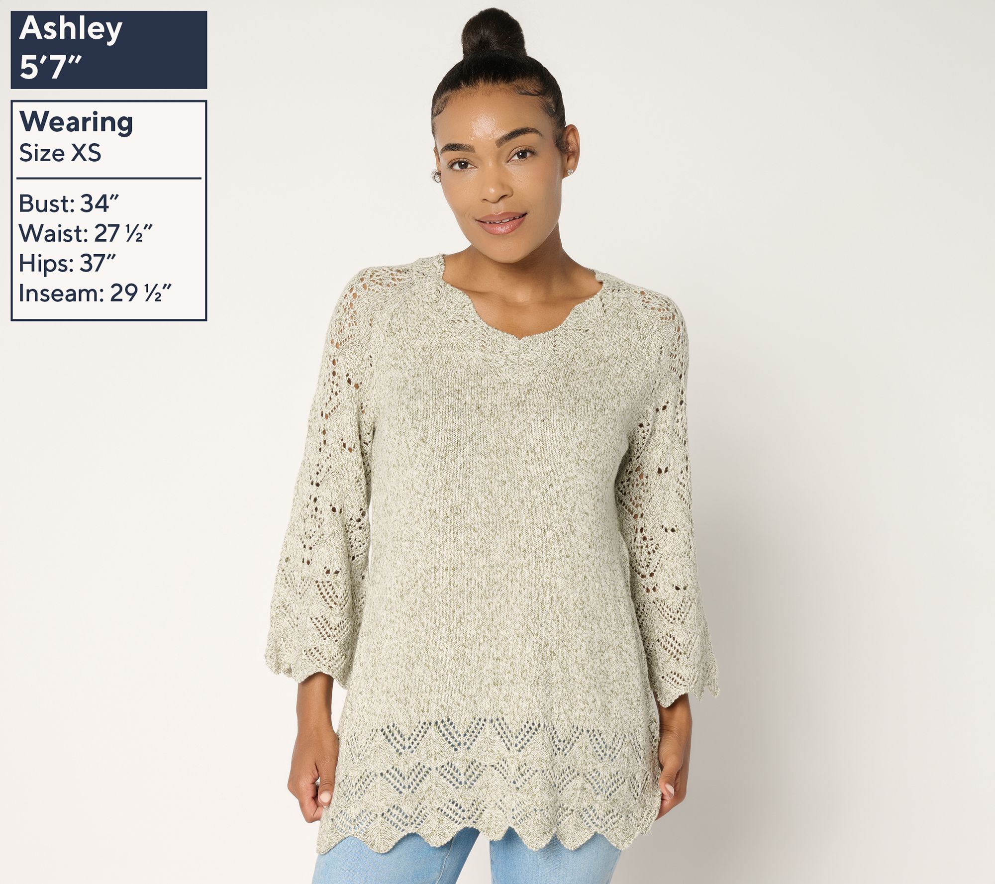 Ree by The Pioneer Woman Regular Pointelle Marled Sweater