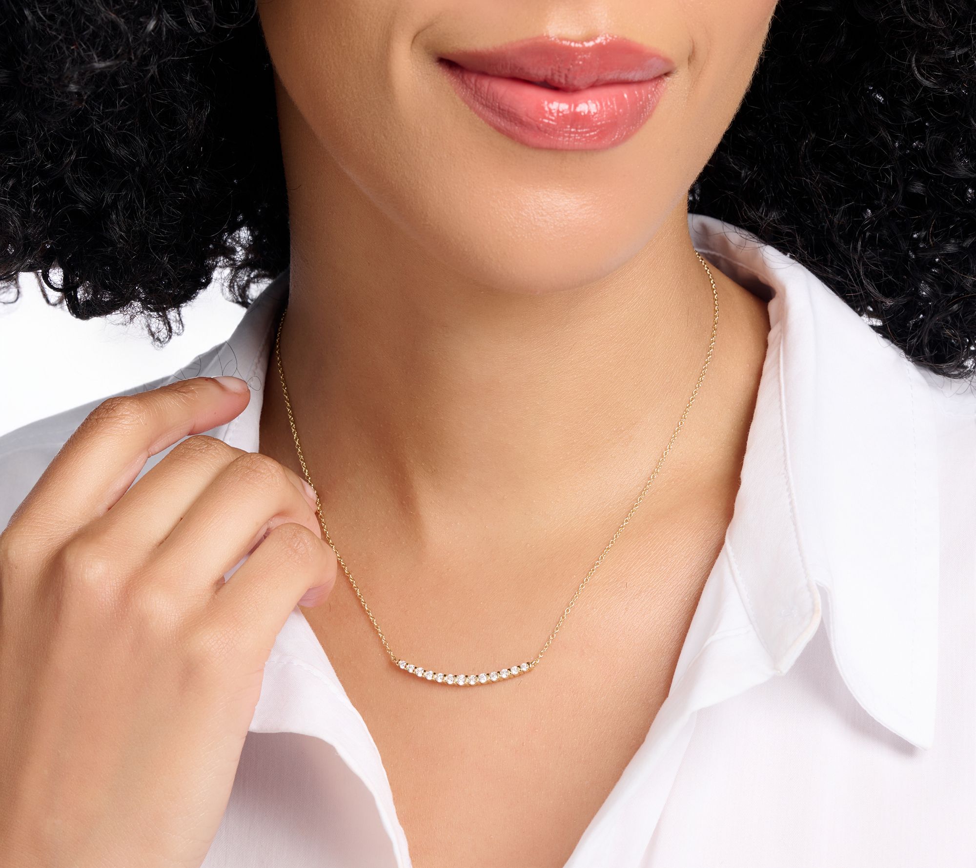 Fire Light Lab Grown Diamond 0.50 cttw Graduated Smile Necklace