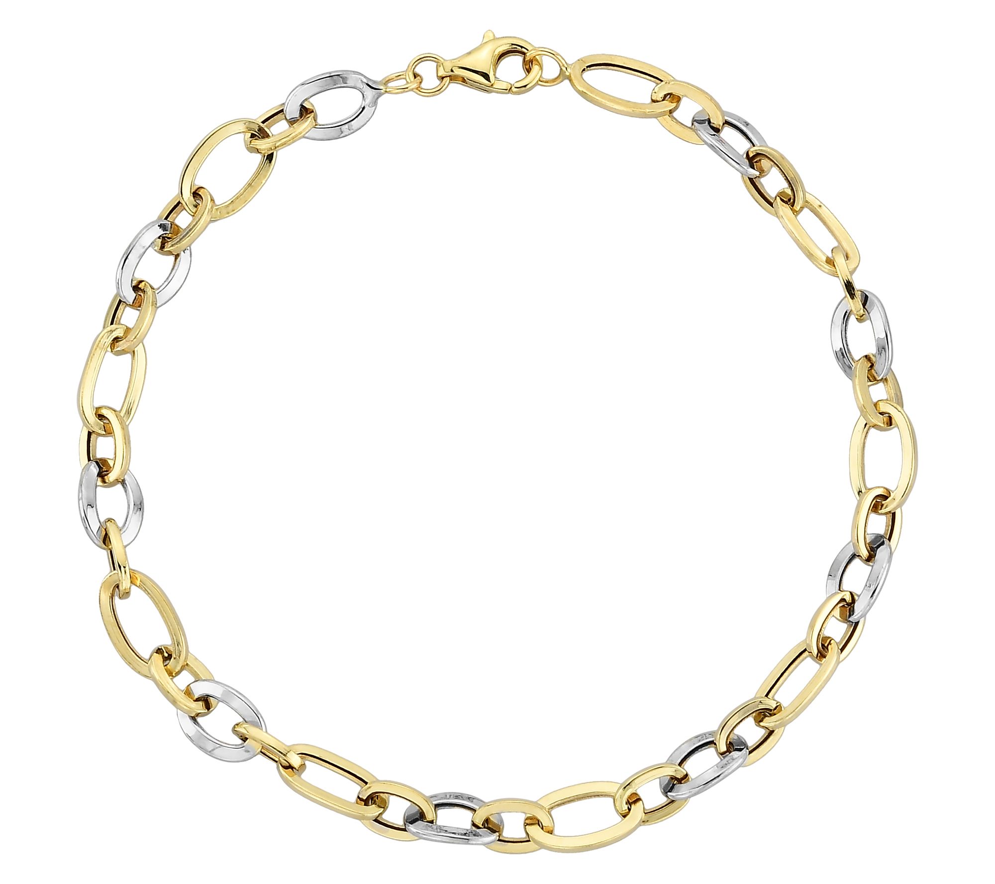 Adorna 14K Gold Two-Tone Mixed Oval Link Bracelet