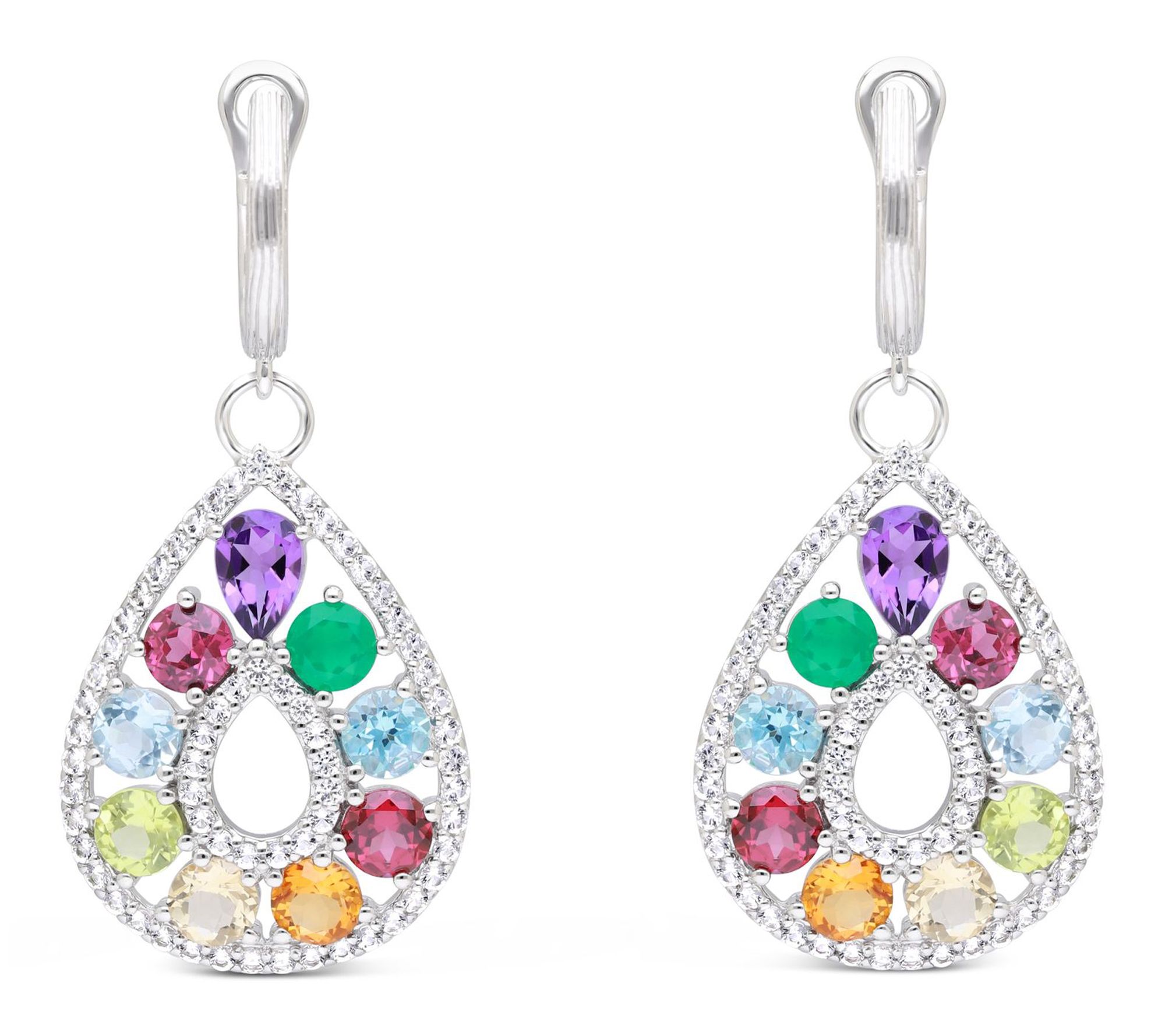 Ariva Sterling Silver Multi-Gemstone Kaleidoscope Earrings