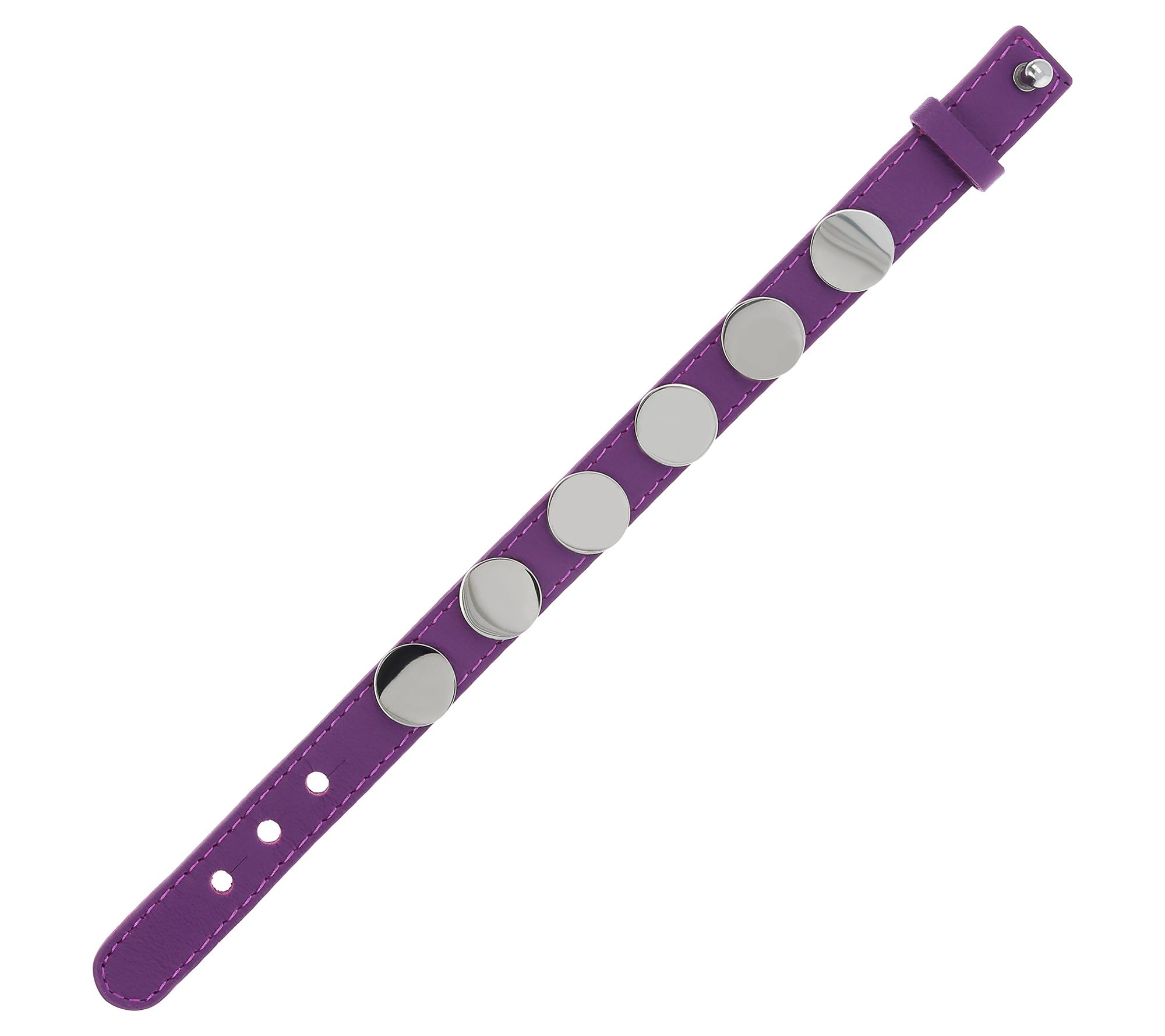 Steel by Design Adjustable Leather Disc Bracelet