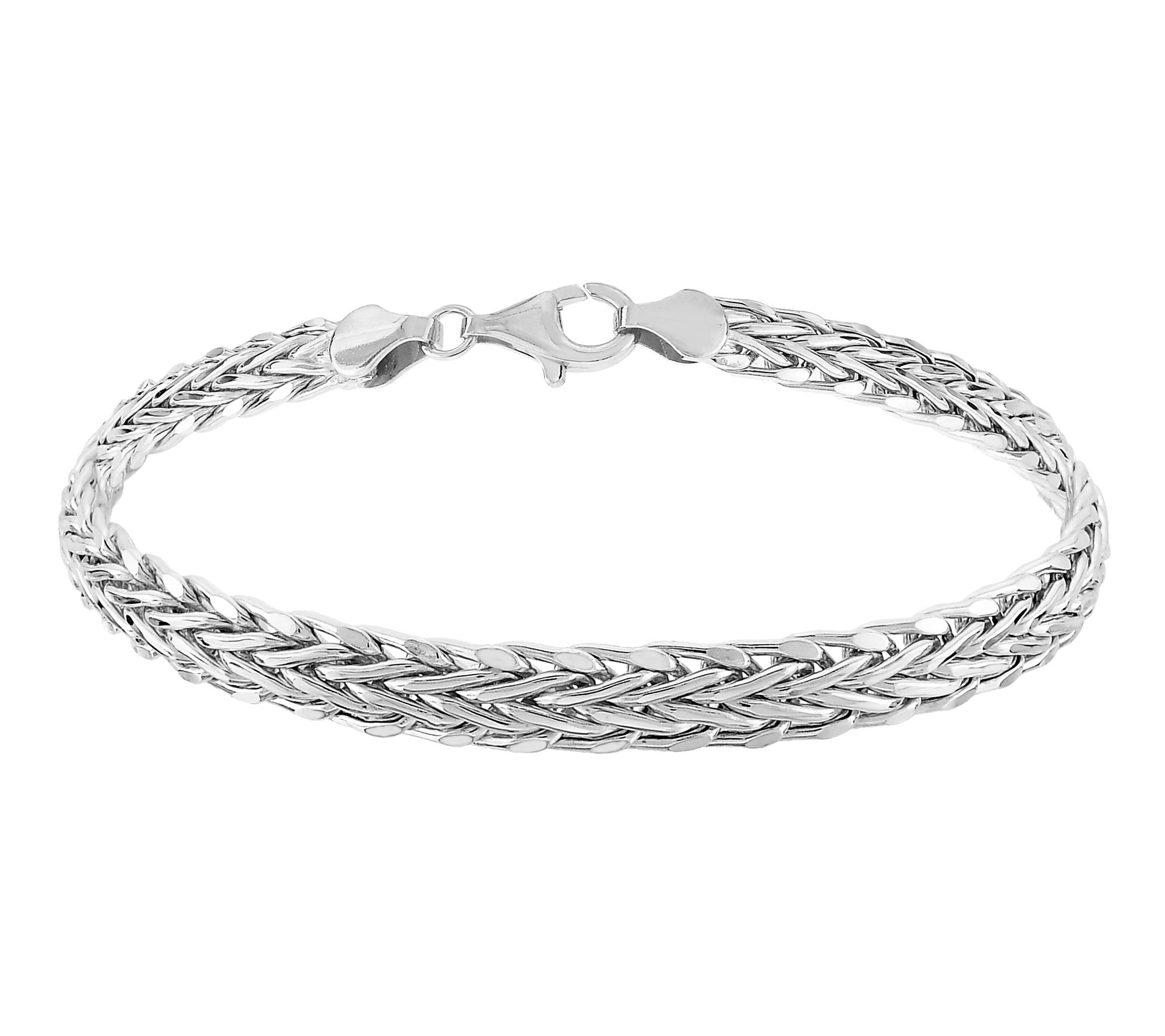 Silver Style Polished Wheat Chain Bracelet, Sterling
