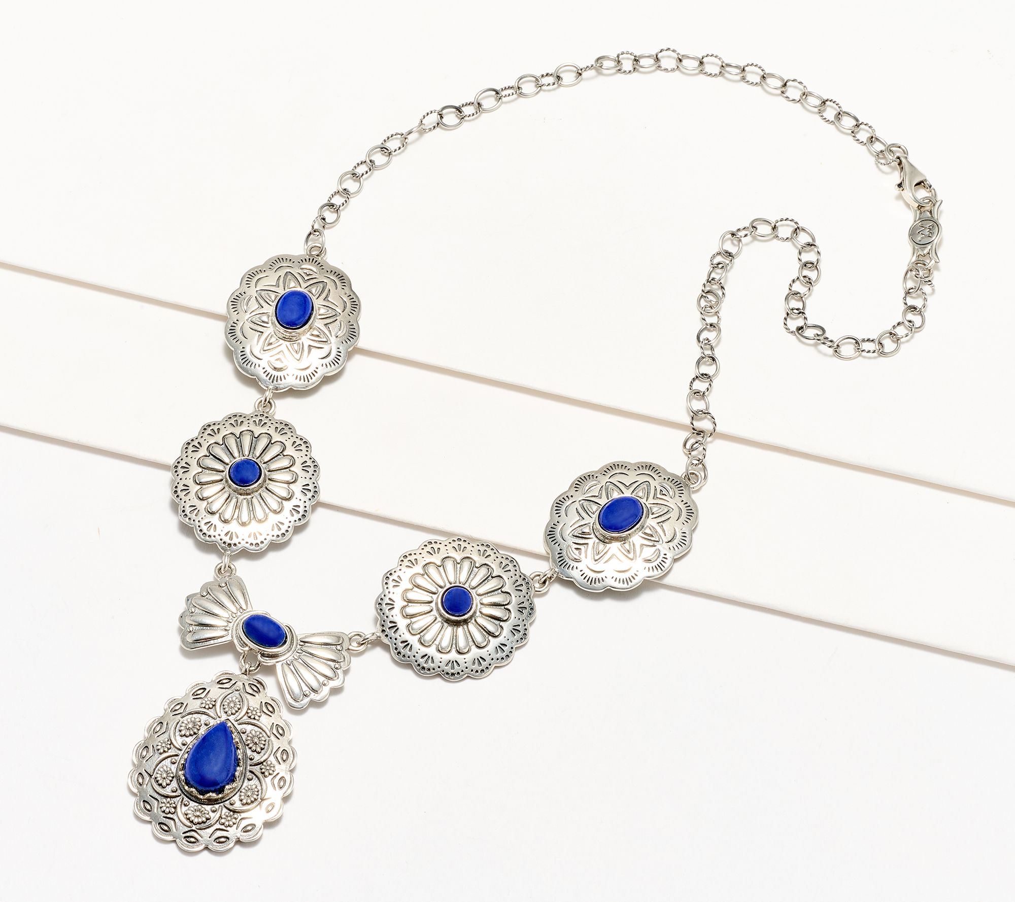 American West Sterling Silver & Gemstone Statement Concha Necklace