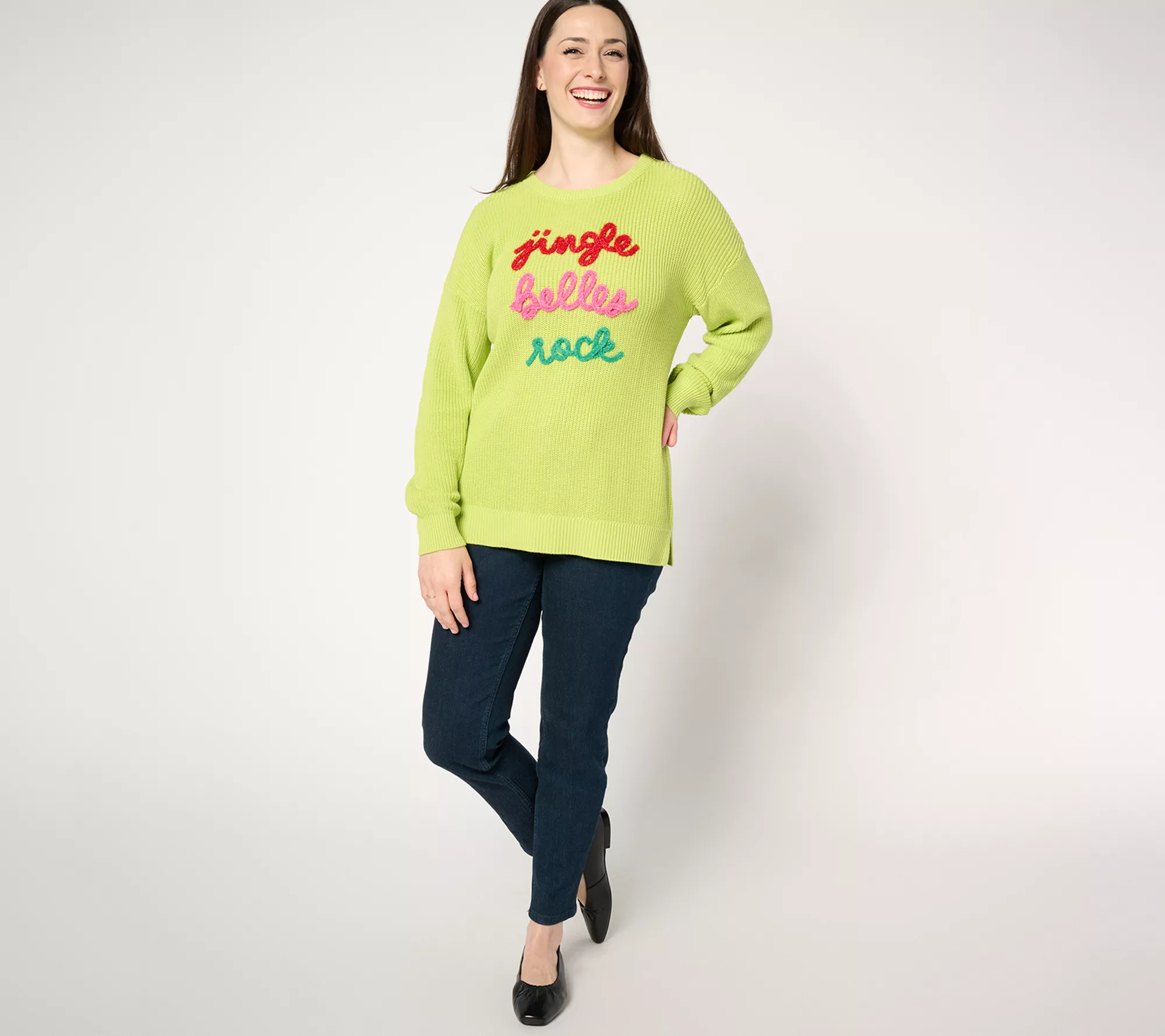 Jingle Belles by Kim Gravel Merry Messages Shaker Knit Sweater