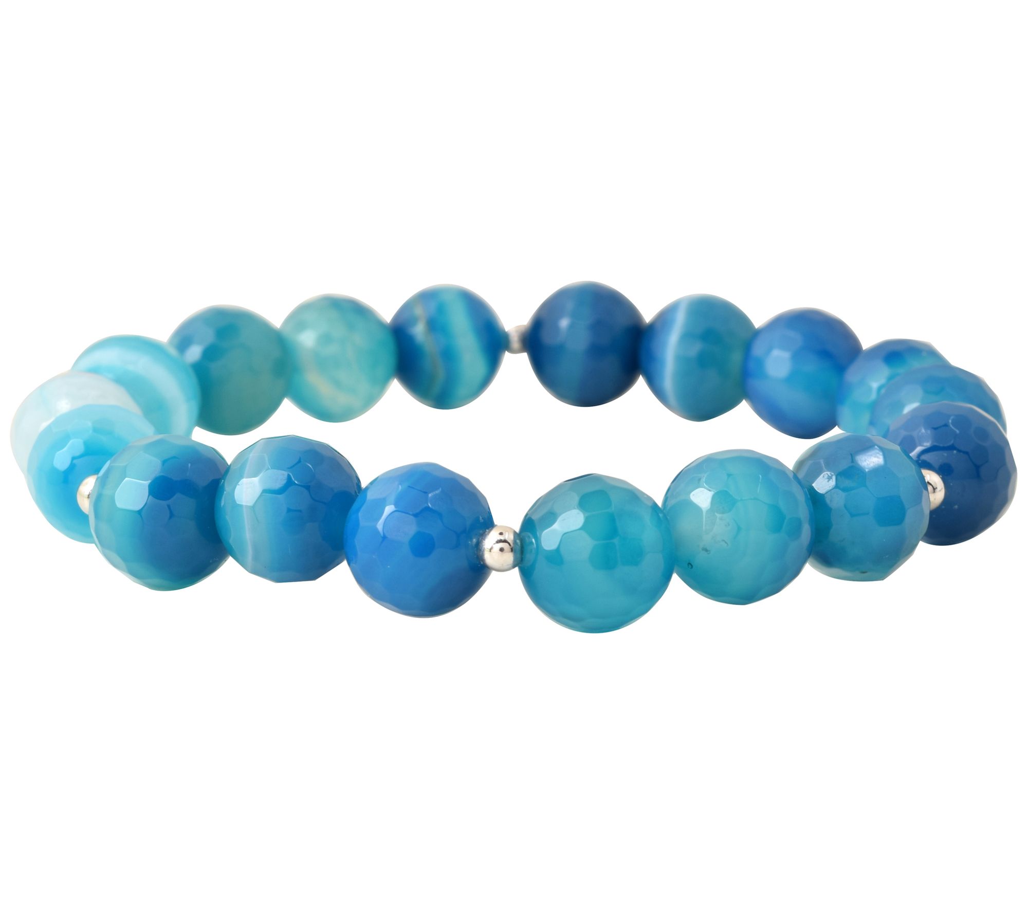 Sterling Silver Blue Chalcedony Bead Bracelet
