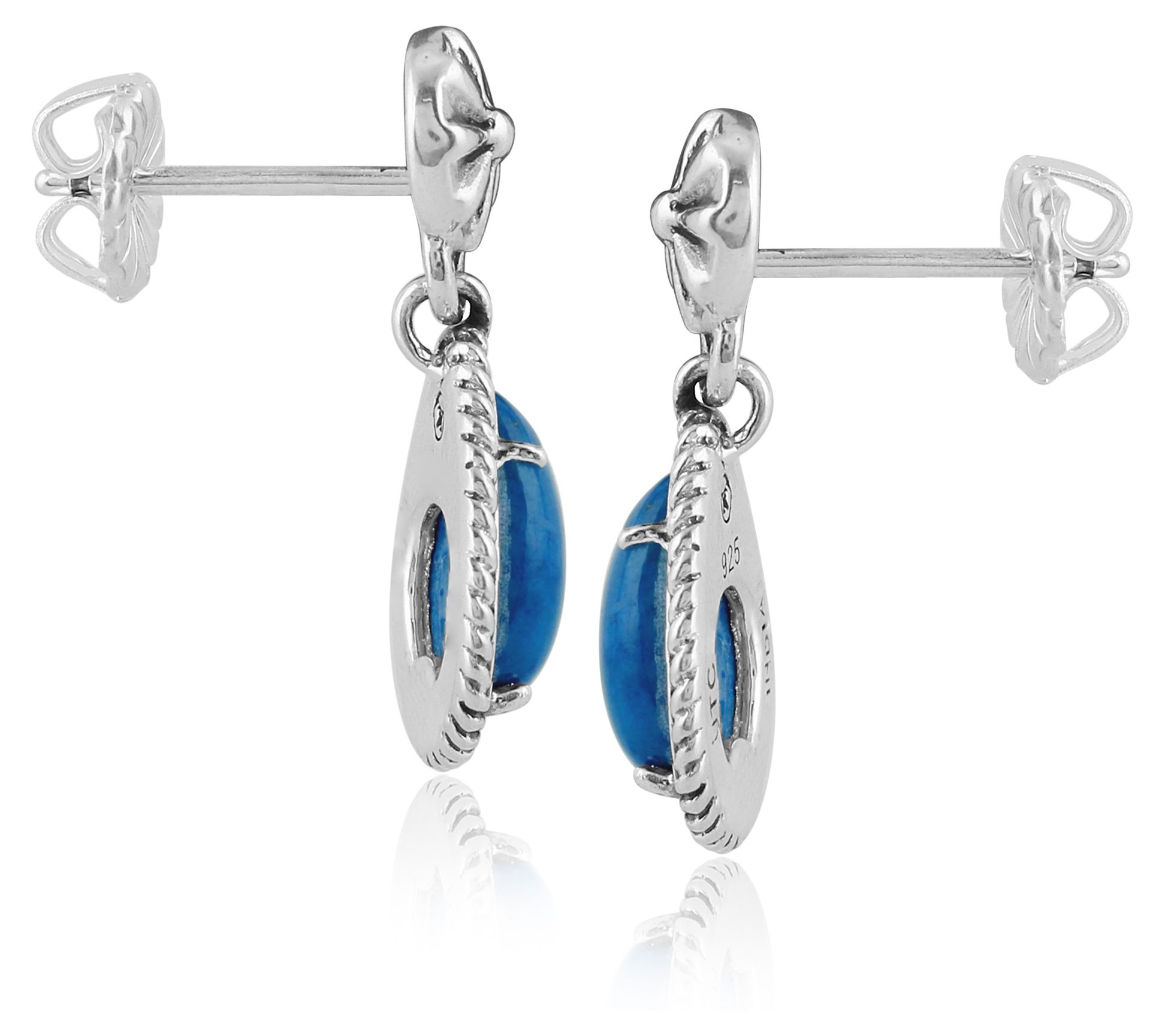 American West Sterling Silver Pear Gemstone Concha Earrings