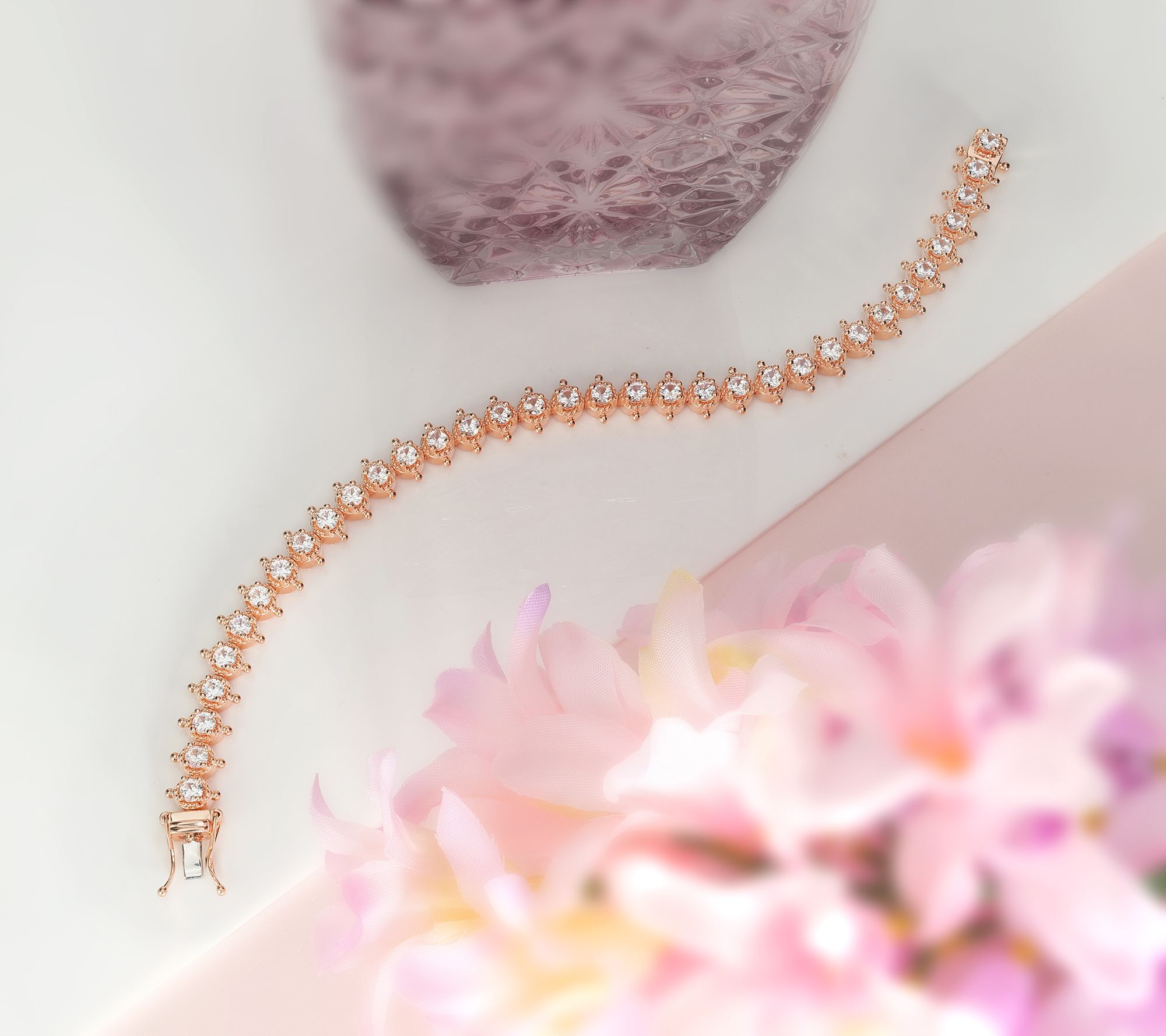 Dallas Prince White Zircon Signature Tennis Bracelet Sterling Silver